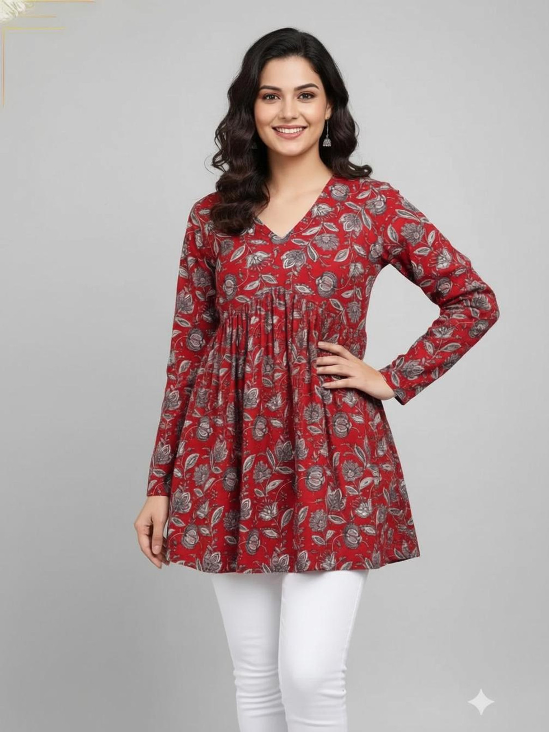 Image of Mialo fashion Printed Viscose Rayon Flared Kurta for Women (Blue)