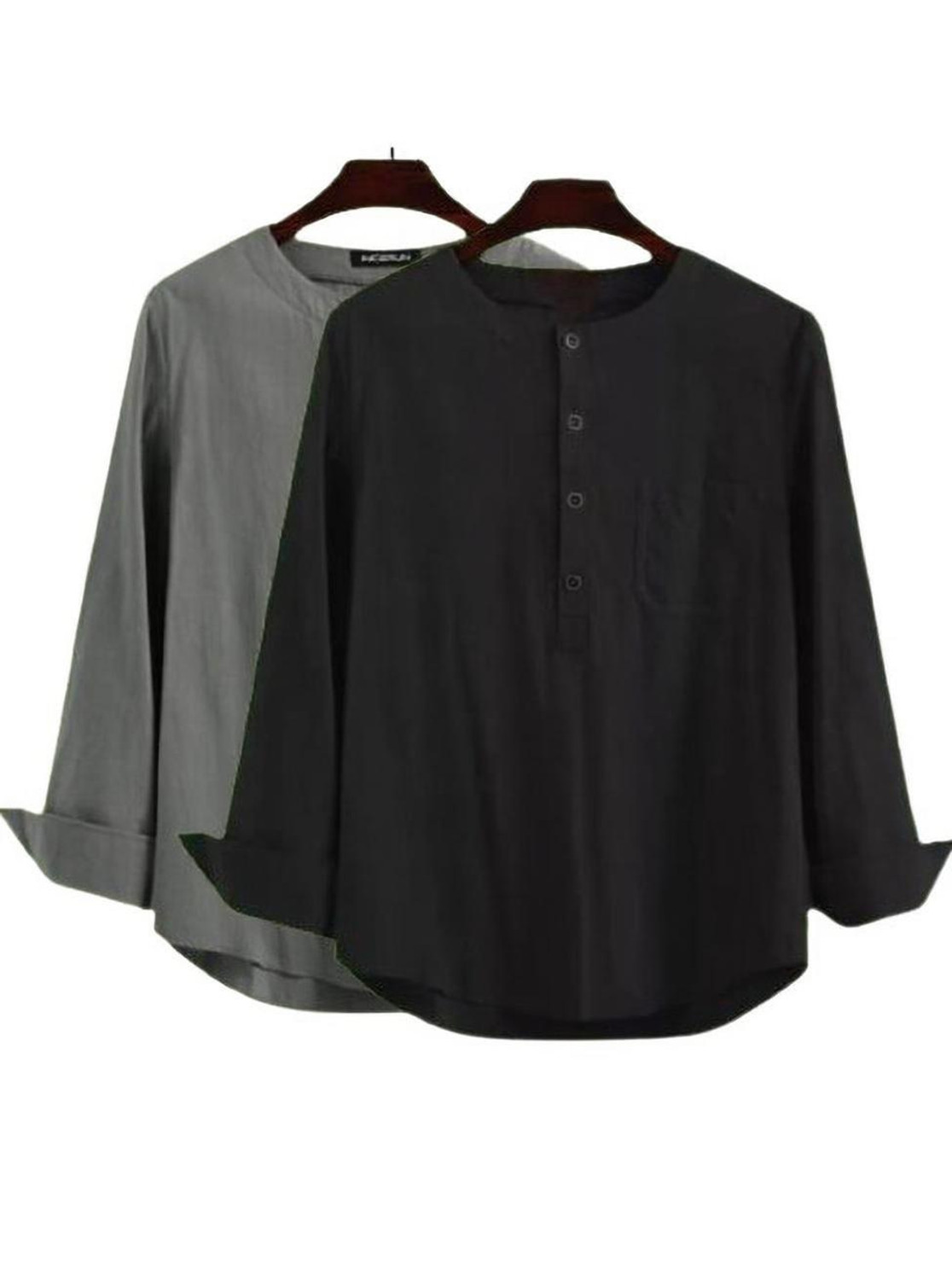 GAINELL Men's 2 Pack Solid Cotton Blend Straight Kurta - Image 1