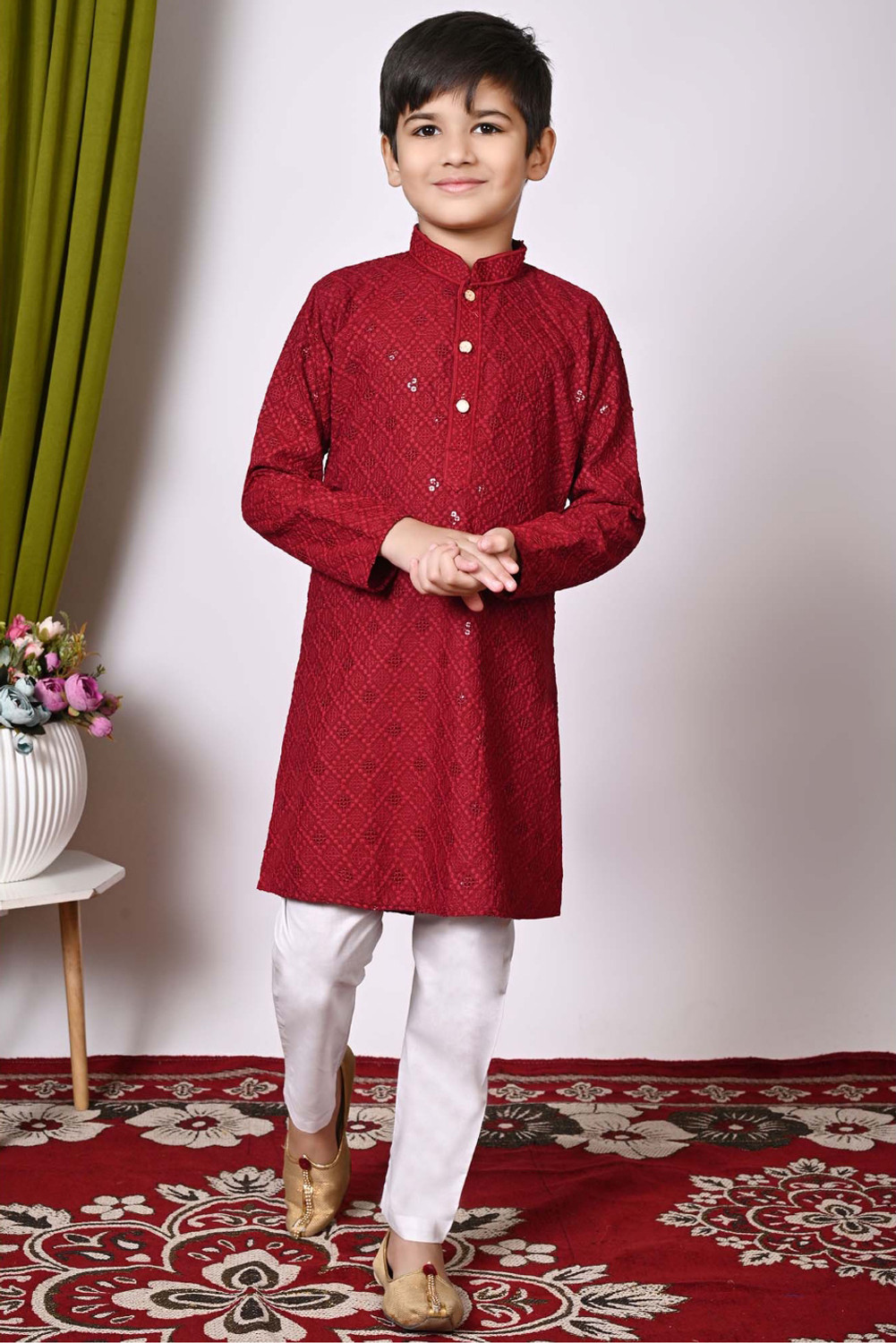 Image of SG YUVRAJ Solid Pure Cotton Straight Kurta for Boys (Black)