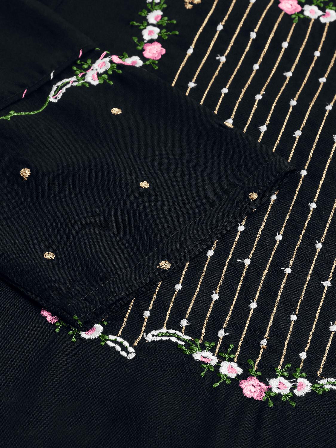 Image of MIRCHI FASHION Embroidered Viscose Rayon Straight Kurta for Women (Black)