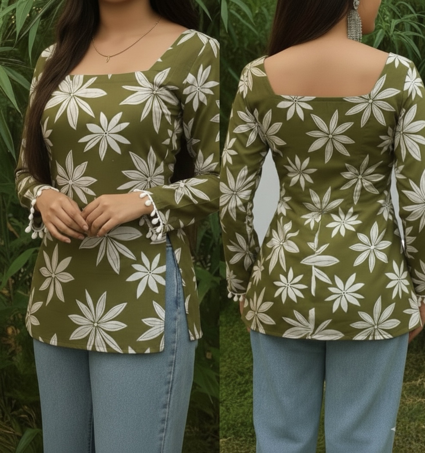 Fabric Fetch Floral Print Straight Kurta - Image 5