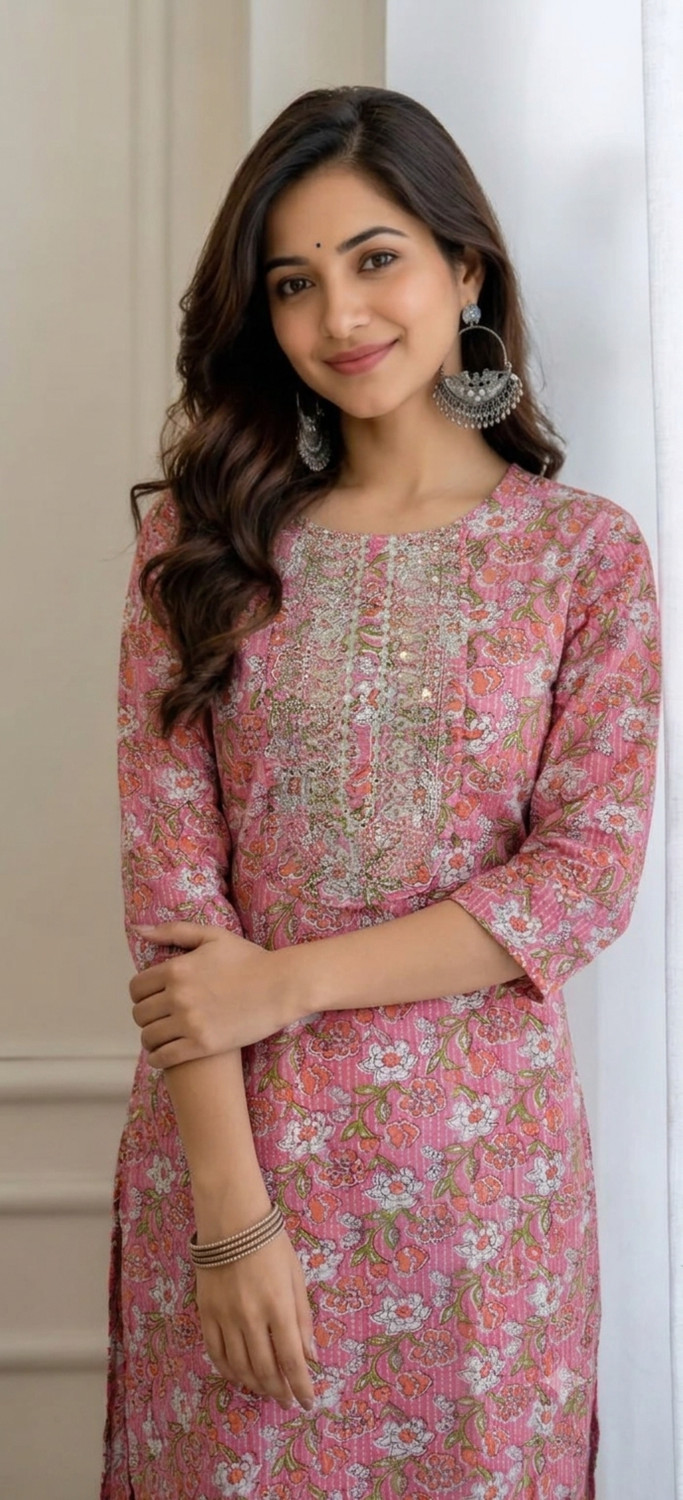 Image of Mialo fashion Floral Print Viscose Rayon Flared Kurta for Women (Red)