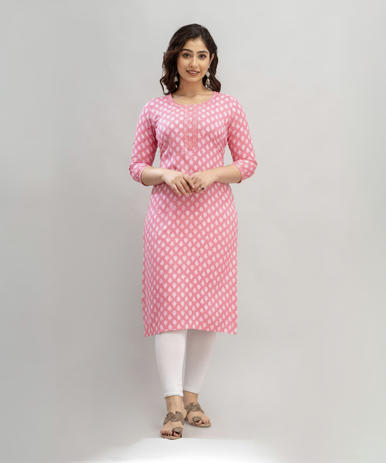 Image of 1 Stop Fashion Printed Crepe Straight Kurta for Women (Multicolor)