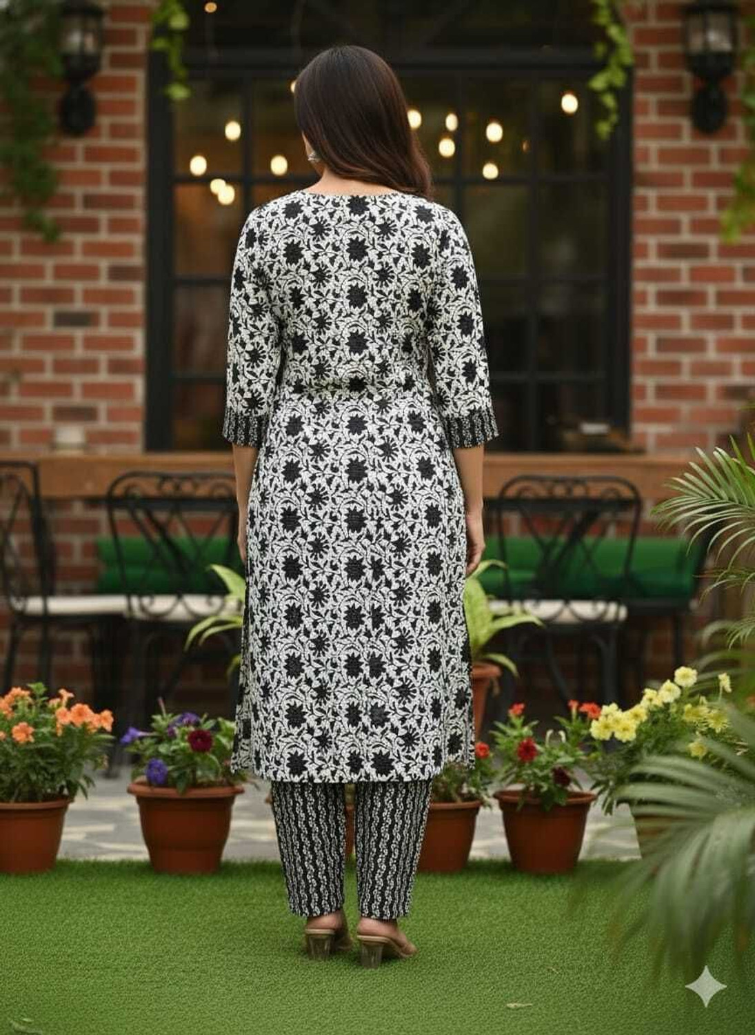 Image of SS Fashion Women Cotton Blend Kurta Pant Set