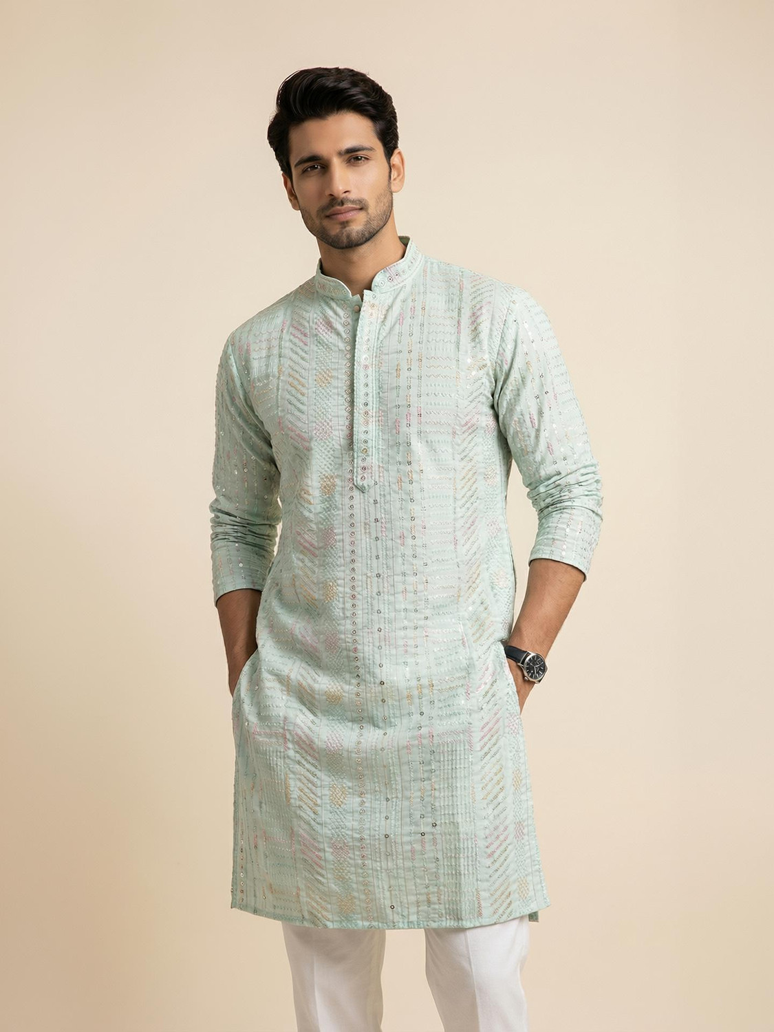 DHASU TRENDZ Men Embroidered Straight Kurta - Image 6