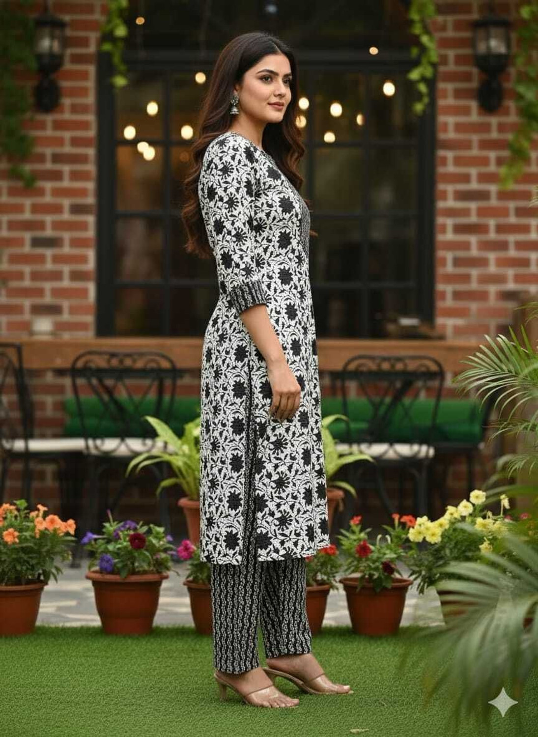 Image of SS Fashion Women Cotton Blend Kurta Pant Set