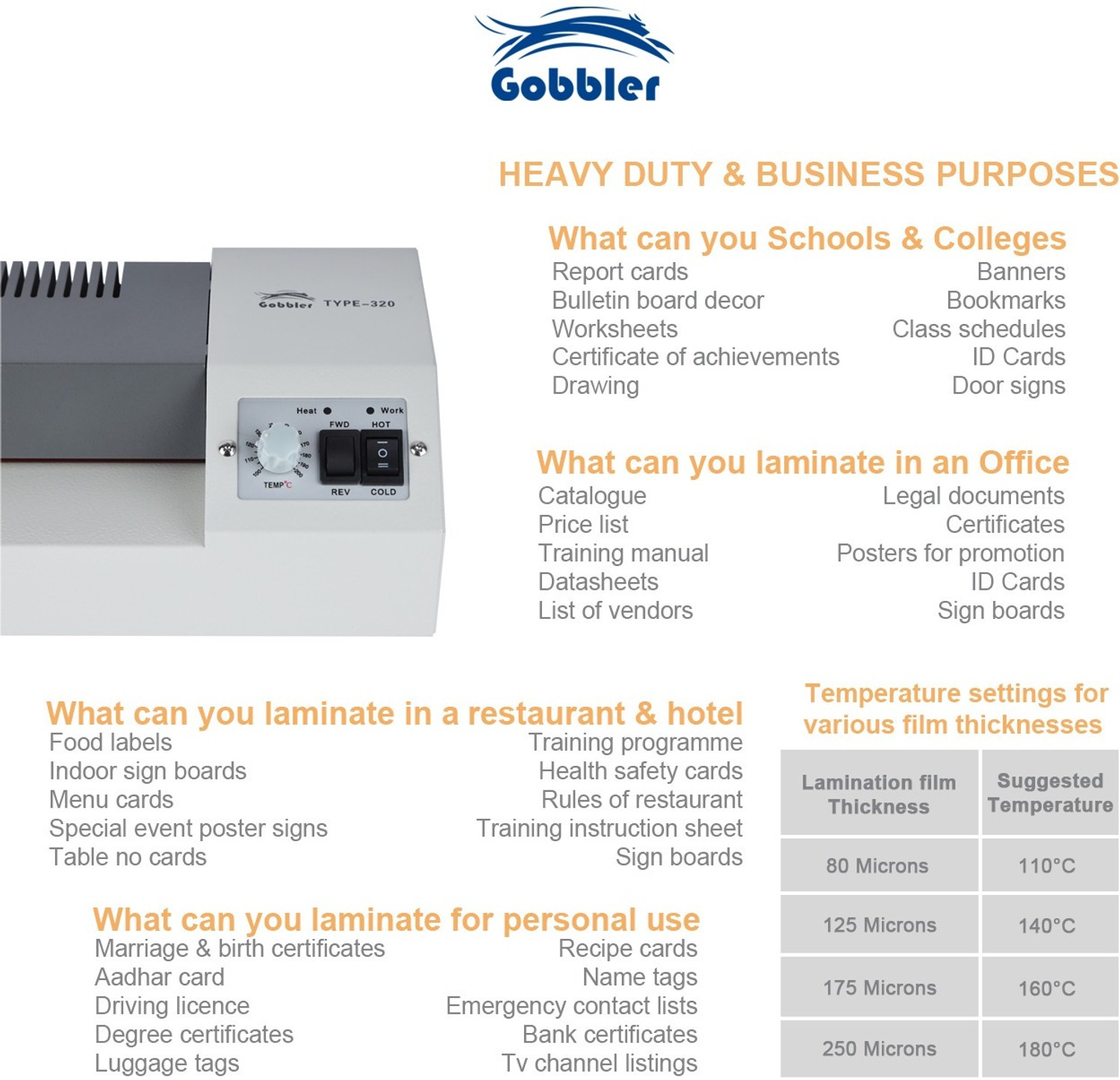 Image of GOBBLER Laminator Type320 All-in-One A3 Professional Laminating Metal Machine Hot & Cold 13 inch Lamination Machine