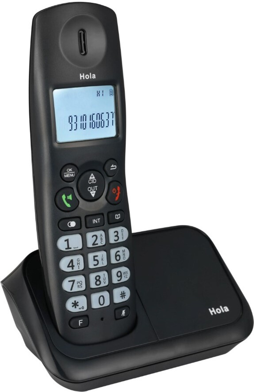 Image of HOLA TF 700 Corded & Cordless Landline Phone with Answering Machine (Black)
