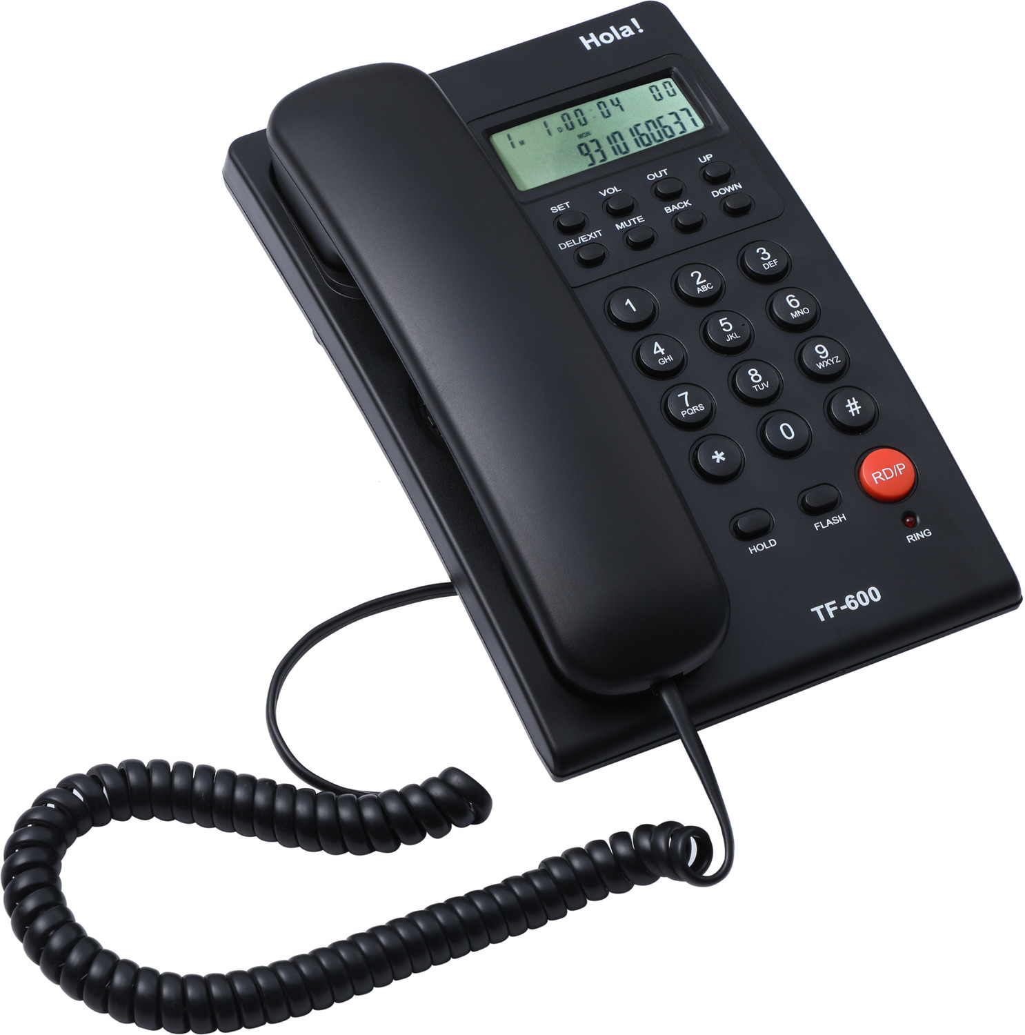 Image of HOLA TF 700 Corded & Cordless Landline Phone with Answering Machine (Black)