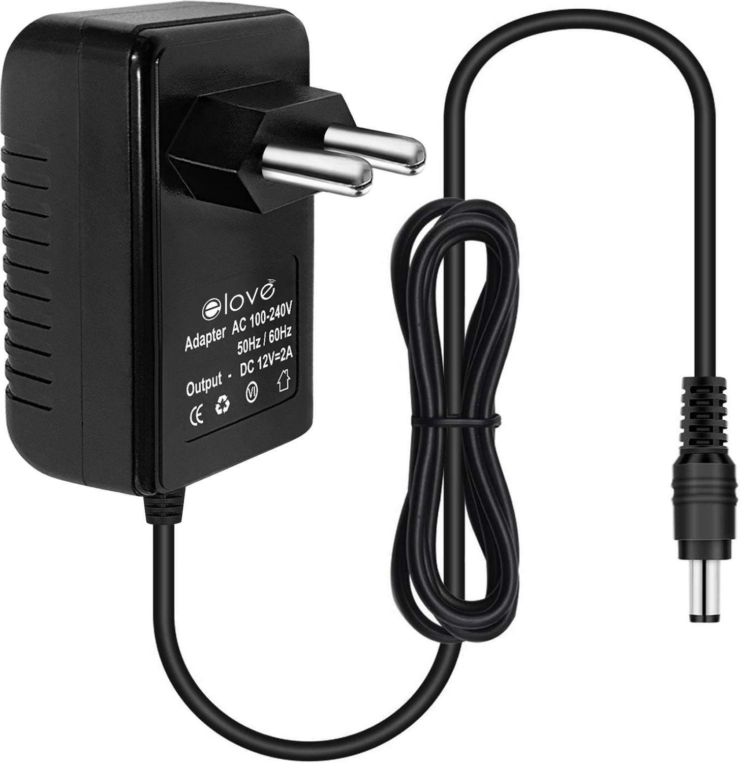 Image of ELOVE 12V 2AMP DC Power Adapter, SMPS for LCD Monitor, TV, LED Strip, CCTV Camera 12 W Adapter (Power Cord Included)