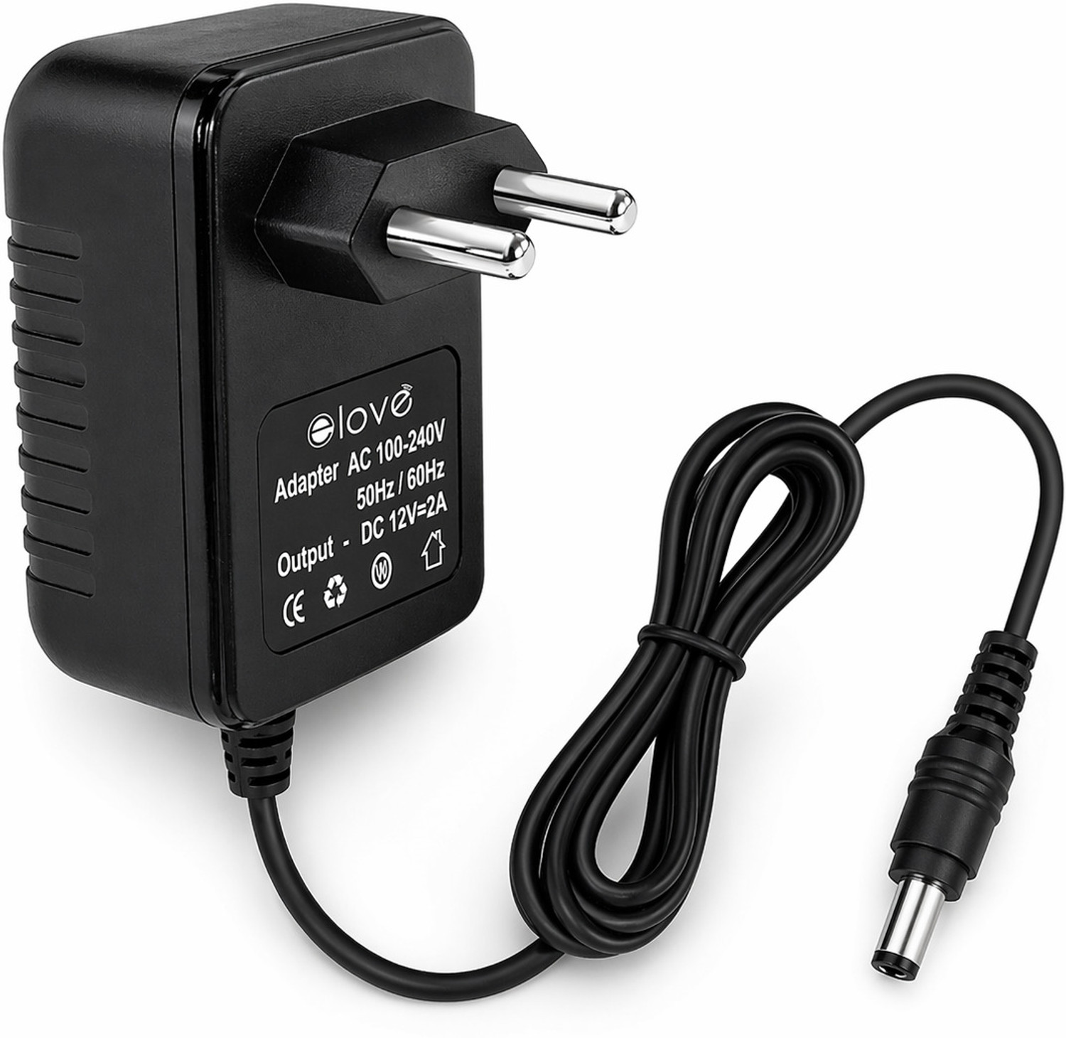 Image of ELOVE 12V 2AMP DC Power Adapter, SMPS for LCD Monitor, TV, LED Strip, CCTV Camera 12 W Adapter (Power Cord Included)