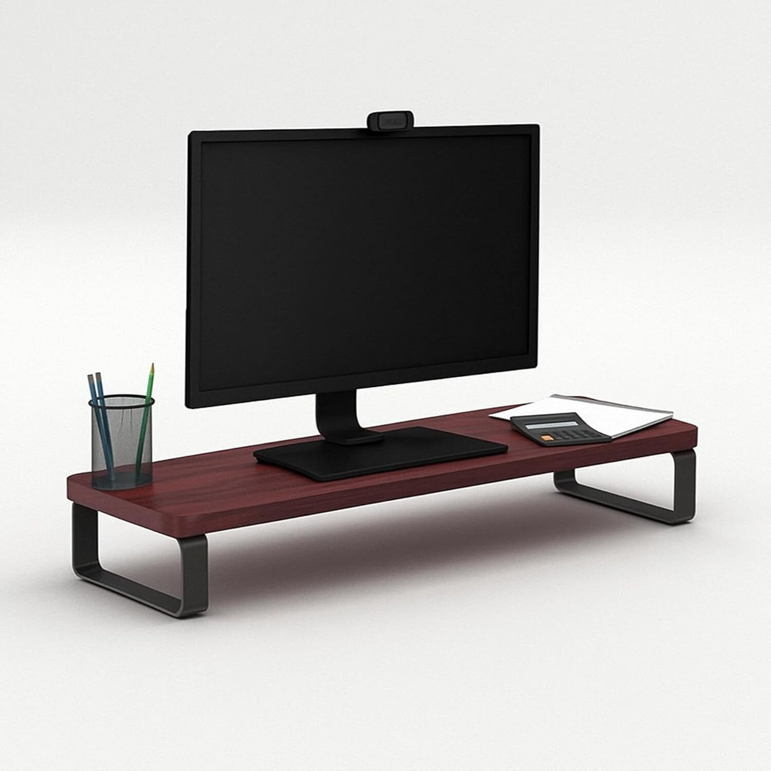 Image of Dwhandicrafts monitor stand for desk wooden monitor riser computer screen stand wood monitor stand computer monitor riser desktop shelf organizer Wooden Desk Stand Laptop Stand Compatible with 40 - 44cm Laptops (Black)