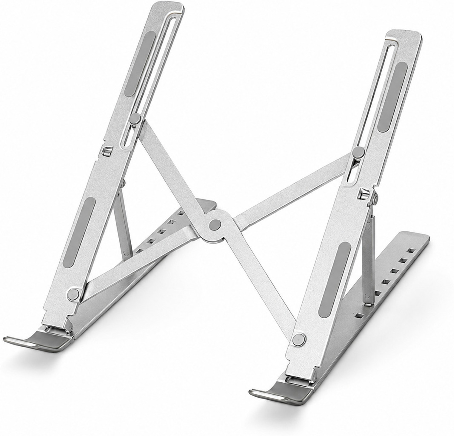 Image of Ampito Adjustable Laptop Stand Patented Riser Ventilated Portable Foldable Compatible with MacBook Notebook Tablet Tray Desk Table Book with Phone Stand(Black) Plastic Floor and Desk Stand Laptop Stand with Adjustable Height Compatible with Universal Laptops (Black)
