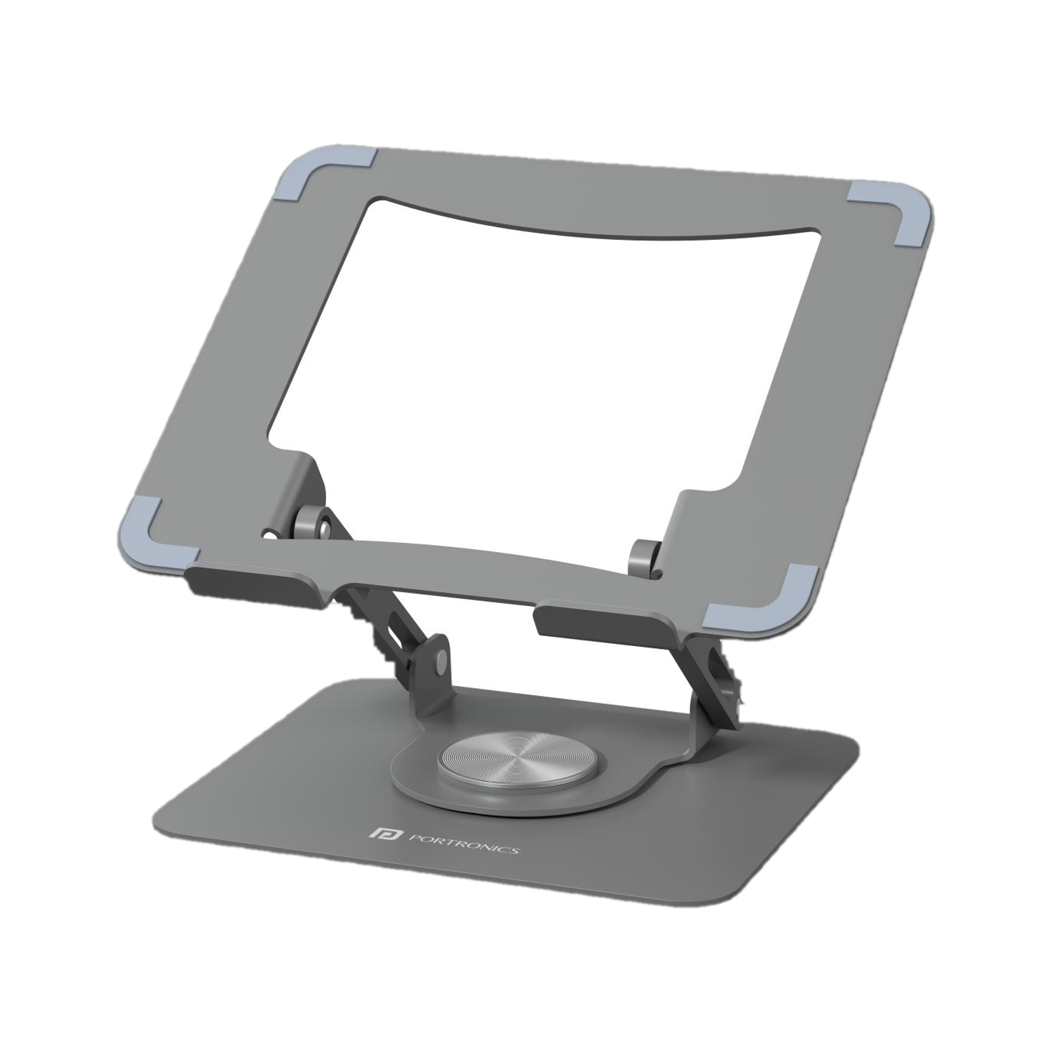 Image of AGARO Sturdy Stand with Anti-Slip Stopper & Wrist Support for Work, Study & More Laptop Table with 1800 RPM USB Cooling Fans, Height & Angle Adjustable Aluminium Rotatable Laptop Stand with Adjustable Height Compatible with Universal Laptops (Silver)