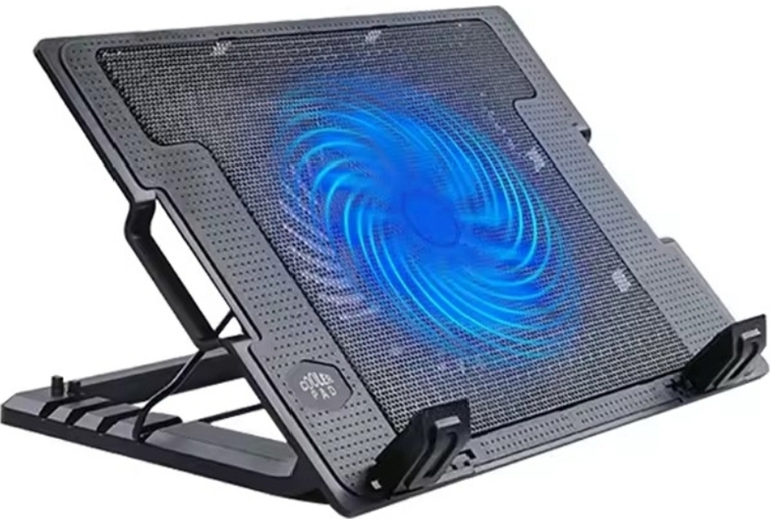 Image of AGARO Sturdy Stand with Anti-Slip Stopper & Wrist Support for Work, Study & More Laptop Table with 1800 RPM USB Cooling Fans, Height & Angle Adjustable Aluminium Rotatable Laptop Stand with Adjustable Height Compatible with Universal Laptops (Silver)