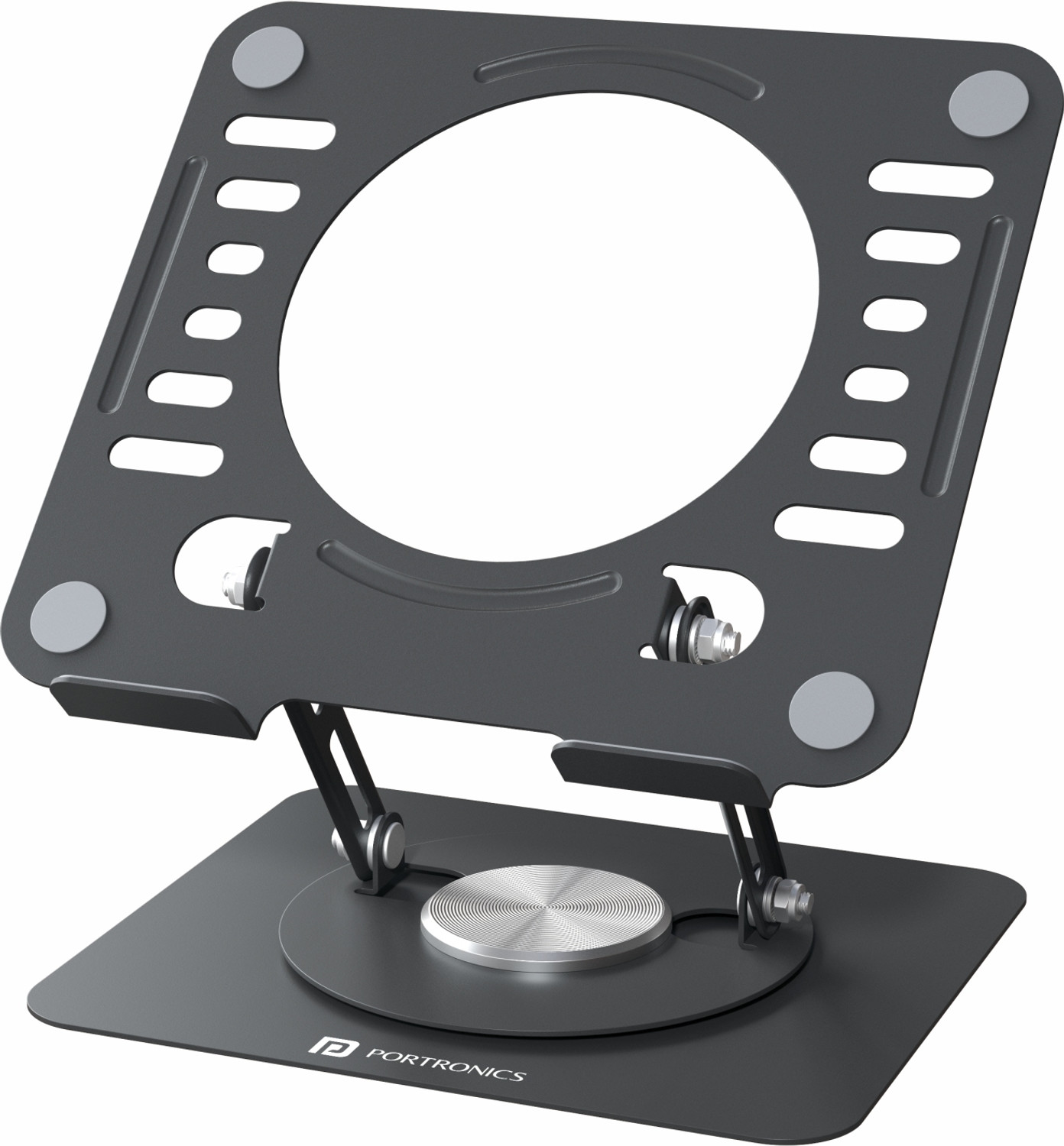 Image of AGARO Sturdy Stand with Anti-Slip Stopper & Wrist Support for Work, Study & More Laptop Table with 1800 RPM USB Cooling Fans, Height & Angle Adjustable Aluminium Rotatable Laptop Stand with Adjustable Height Compatible with Universal Laptops (Silver)