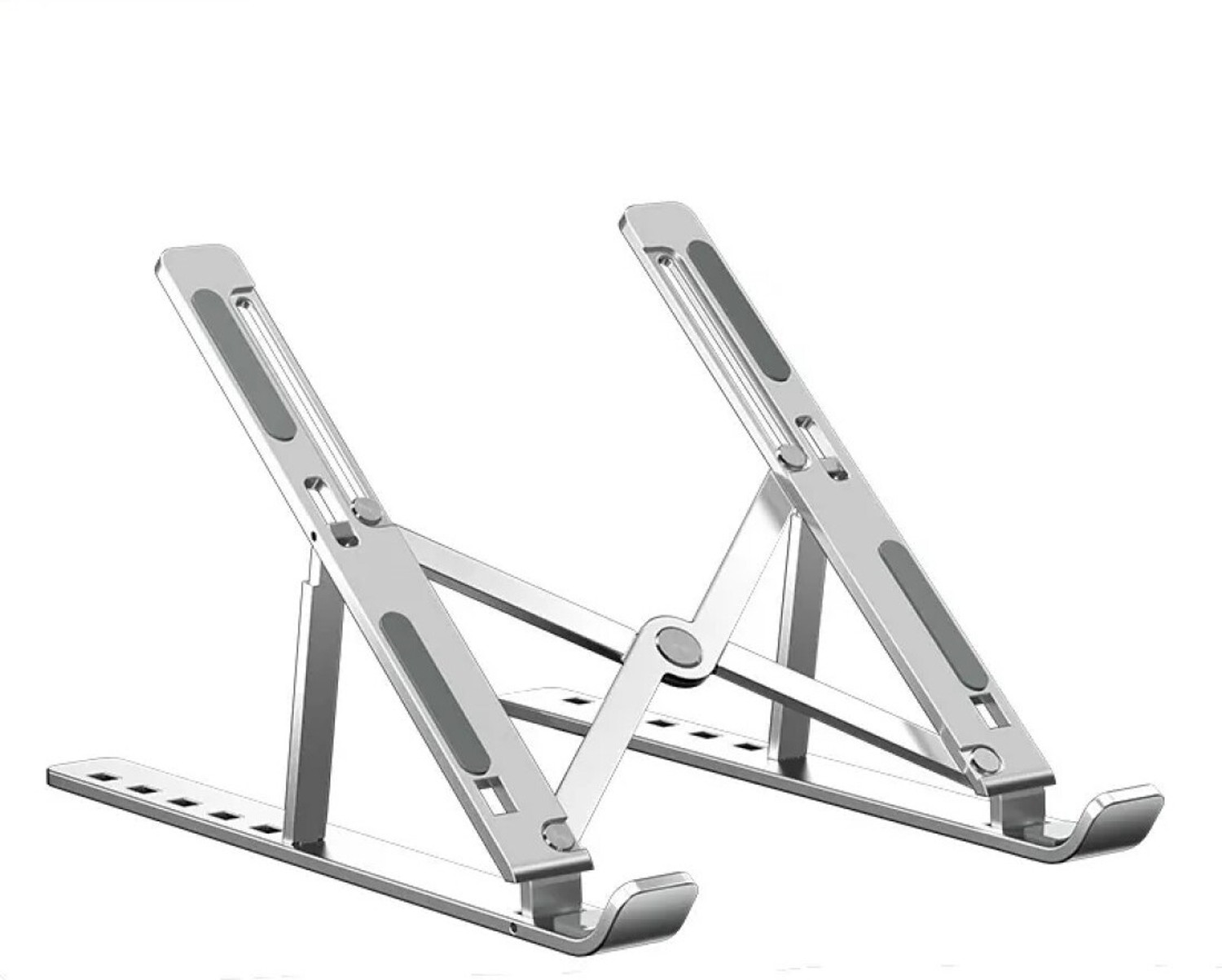 Image of ZEBRONICS ZEB-NS2000 Aluminium Alloy Laptop Stand for 9-15.6 inch Laptops, Foldable (Silver) Aluminium Desk Stand Laptop Stand with Adjustable Height Compatible with 26 - 35 cm, 36 - 39cm, 40 - 44cm Laptops (Grey)