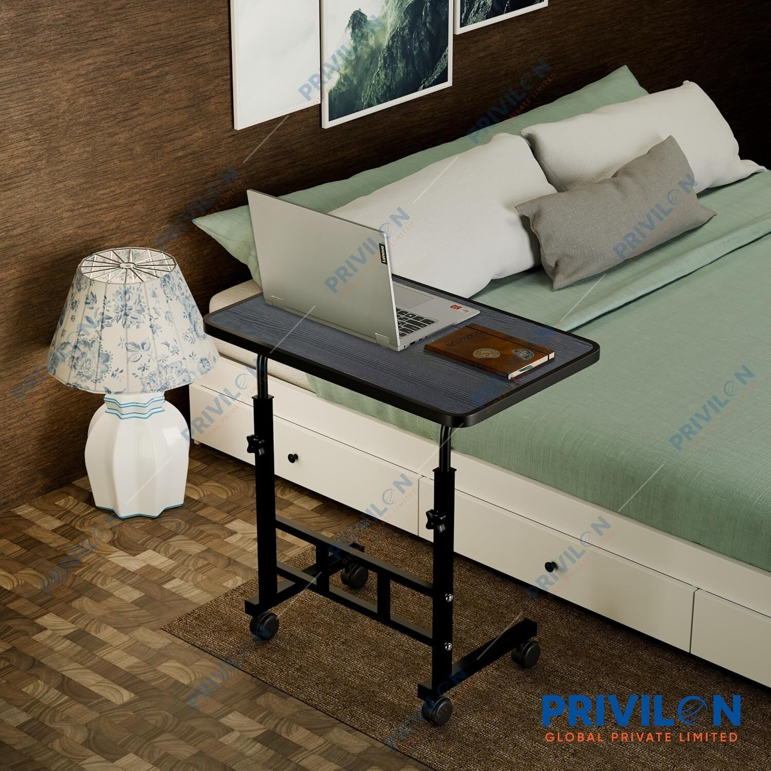Image of hevenq Metal Portable Laptop Table (Finish Color - BLACK, DIY(Do-It-Yourself))