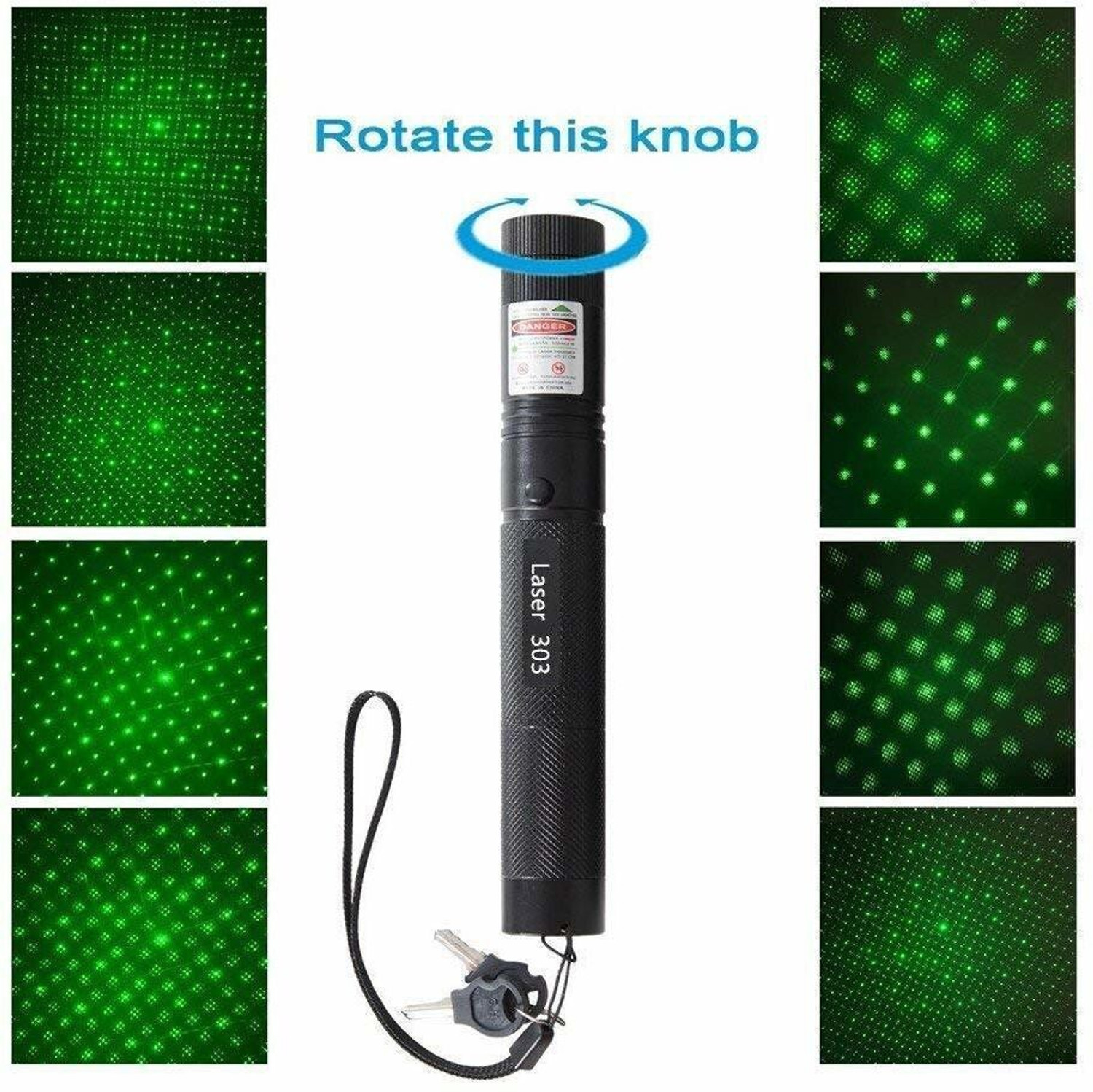 Image of Stufftuff JD303 532nm Green Starry Adjustable Green Laser Pointer with Safety Key (532 nm, Green) (532 nm, Green)
