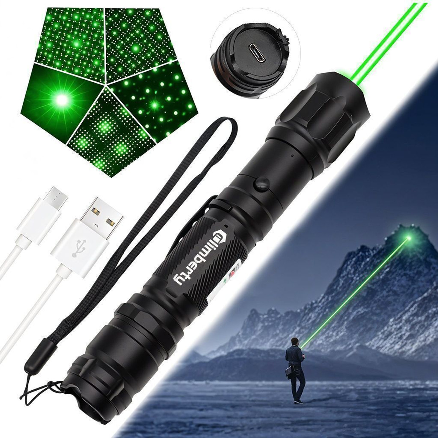 Image of RUAAL Laser Pointer High Power| USB Rechargeable Laser Light Pen pointer (5000 nm, Green)