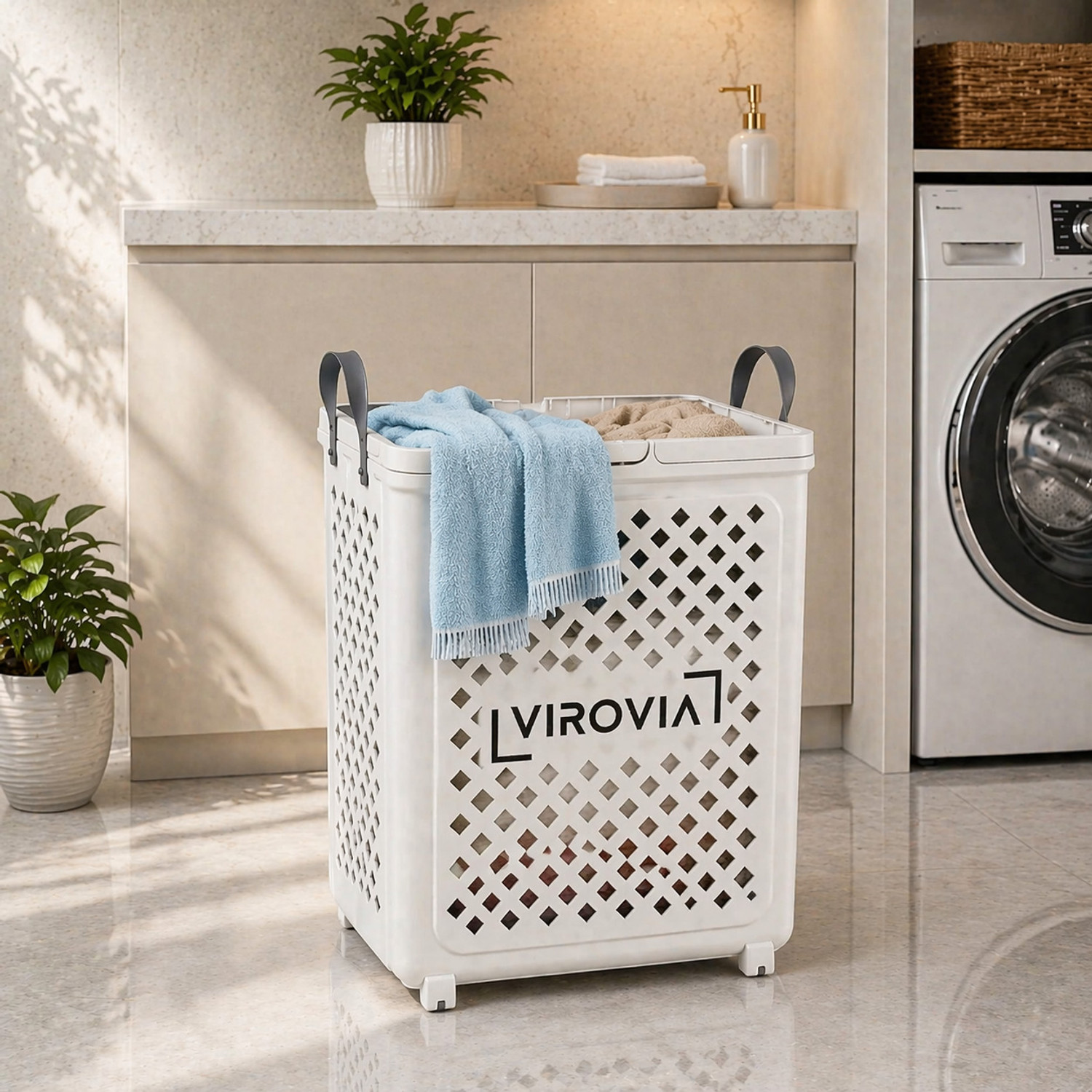 Image of Nilkamal 35 L Blue Laundry Basket (Plastic)