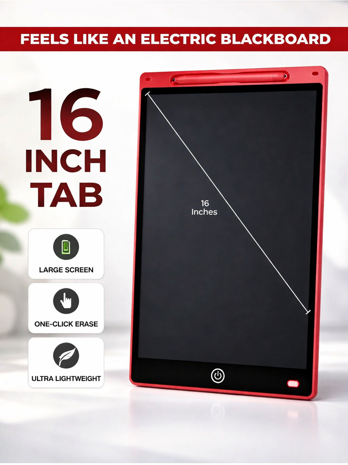 Image of Zee Plastic 16 Inch Large LCD Writing Pad Tablet Rechargeable for Kids (Multicolor)
