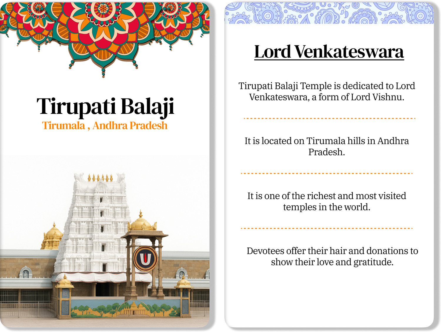 Kapier Hindu Temples Flash Cards for Kids | 30 Cards for 1 2 3 4 5 6+ years old (White) - Image 1