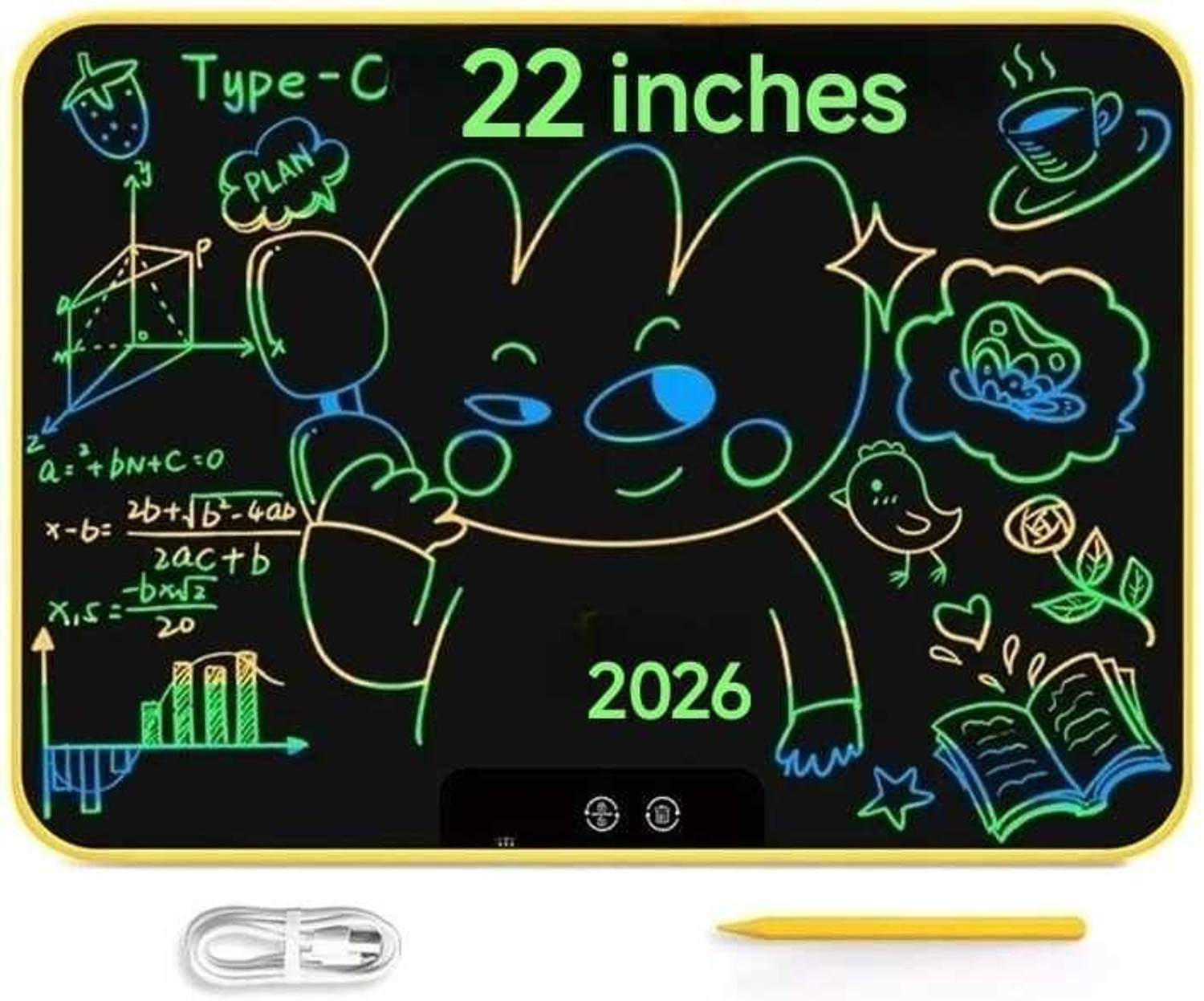 Image of Zee Plastic 16 Inch Large LCD Writing Pad Tablet Rechargeable for Kids (Multicolor)