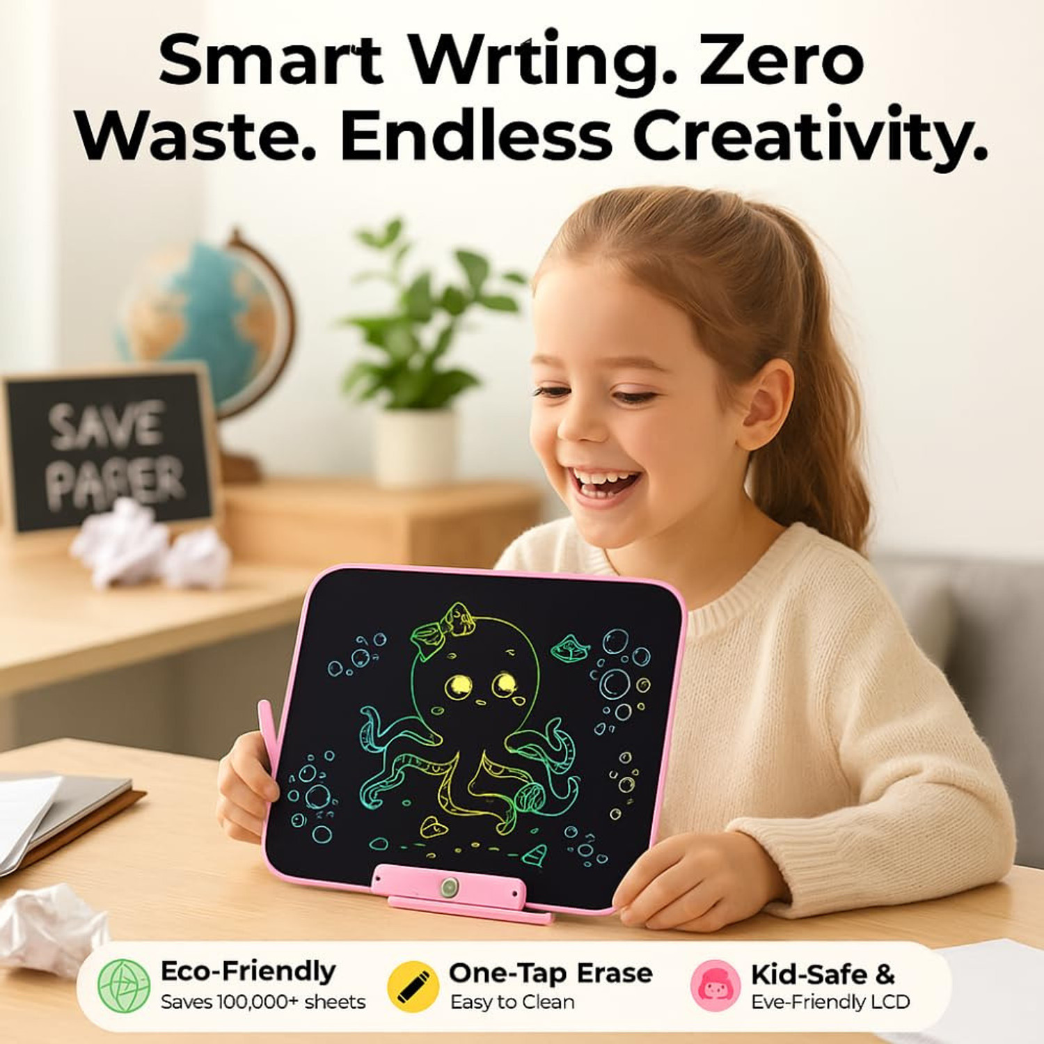 Image of Zee Plastic 16 Inch Large LCD Writing Pad Tablet Rechargeable for Kids (Multicolor)