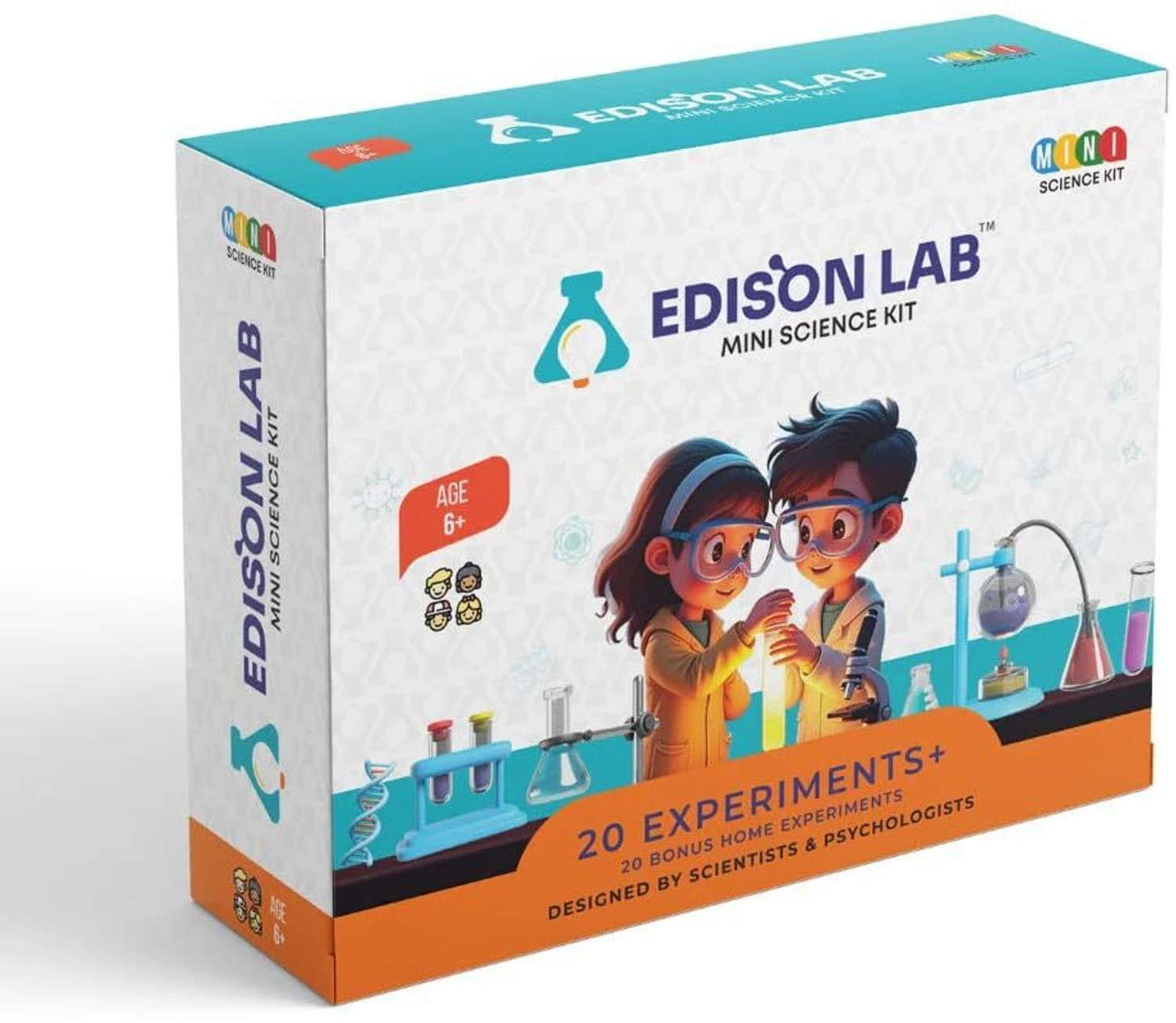 Image of Edison Lab Mini Science Experiment Kit for Boys & Girls Ages 6+ Years (White)
