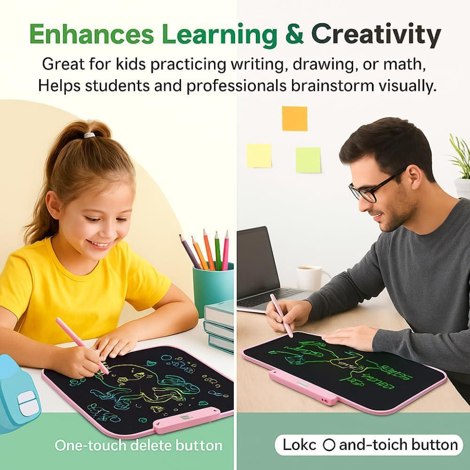 Image of Zee Plastic 16 Inch Large LCD Writing Pad Tablet Rechargeable for Kids (Multicolor)
