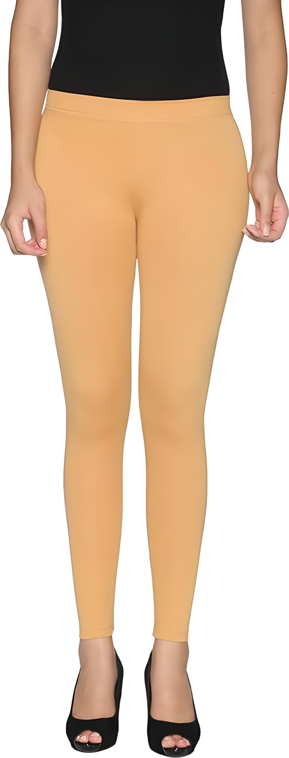 Image of GO COLORS Ankle Length Western Wear Legging (Green, Solid)