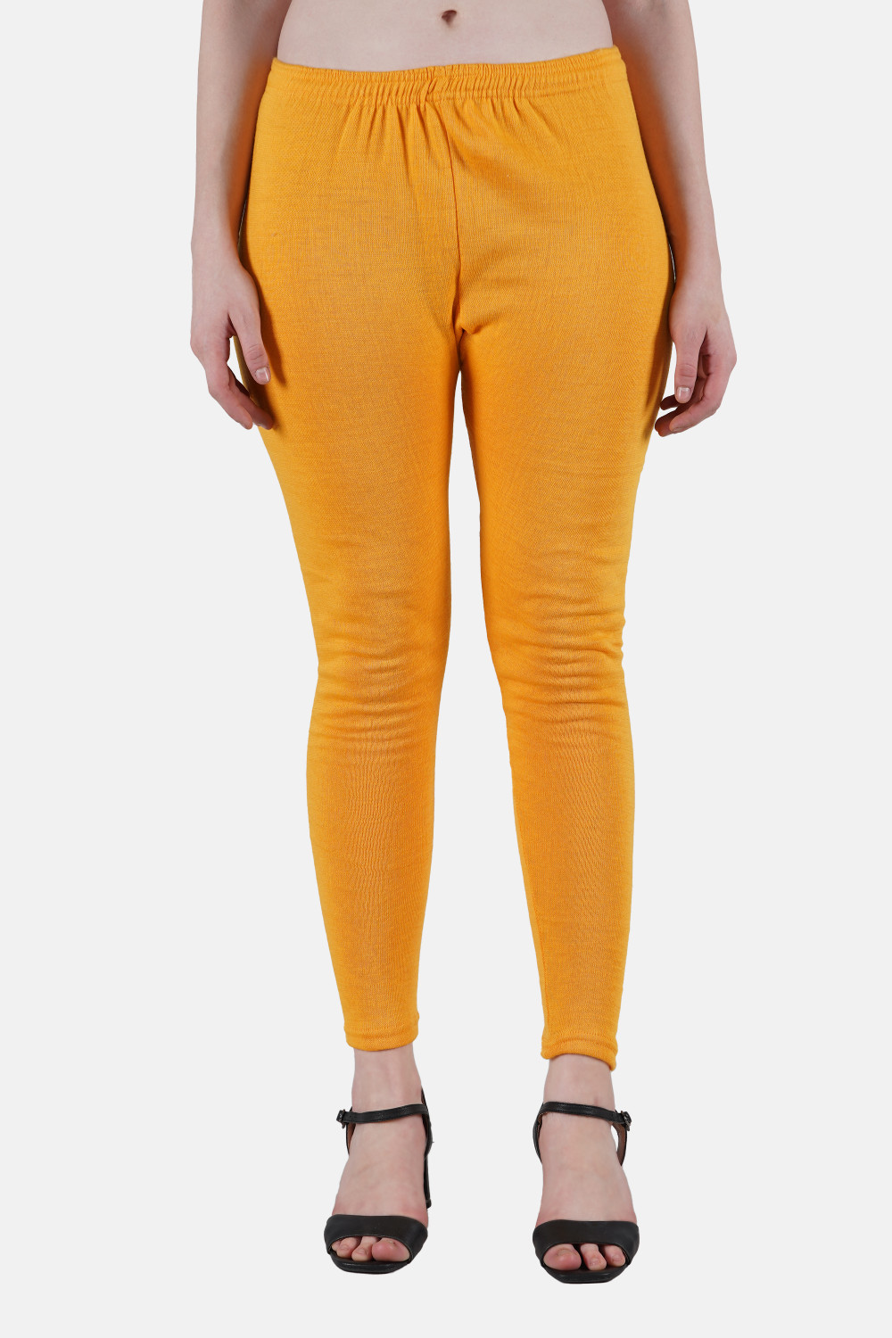 Image of CROWNKING Ankle Length Winter Wear Legging (Yellow, Gold, Solid)