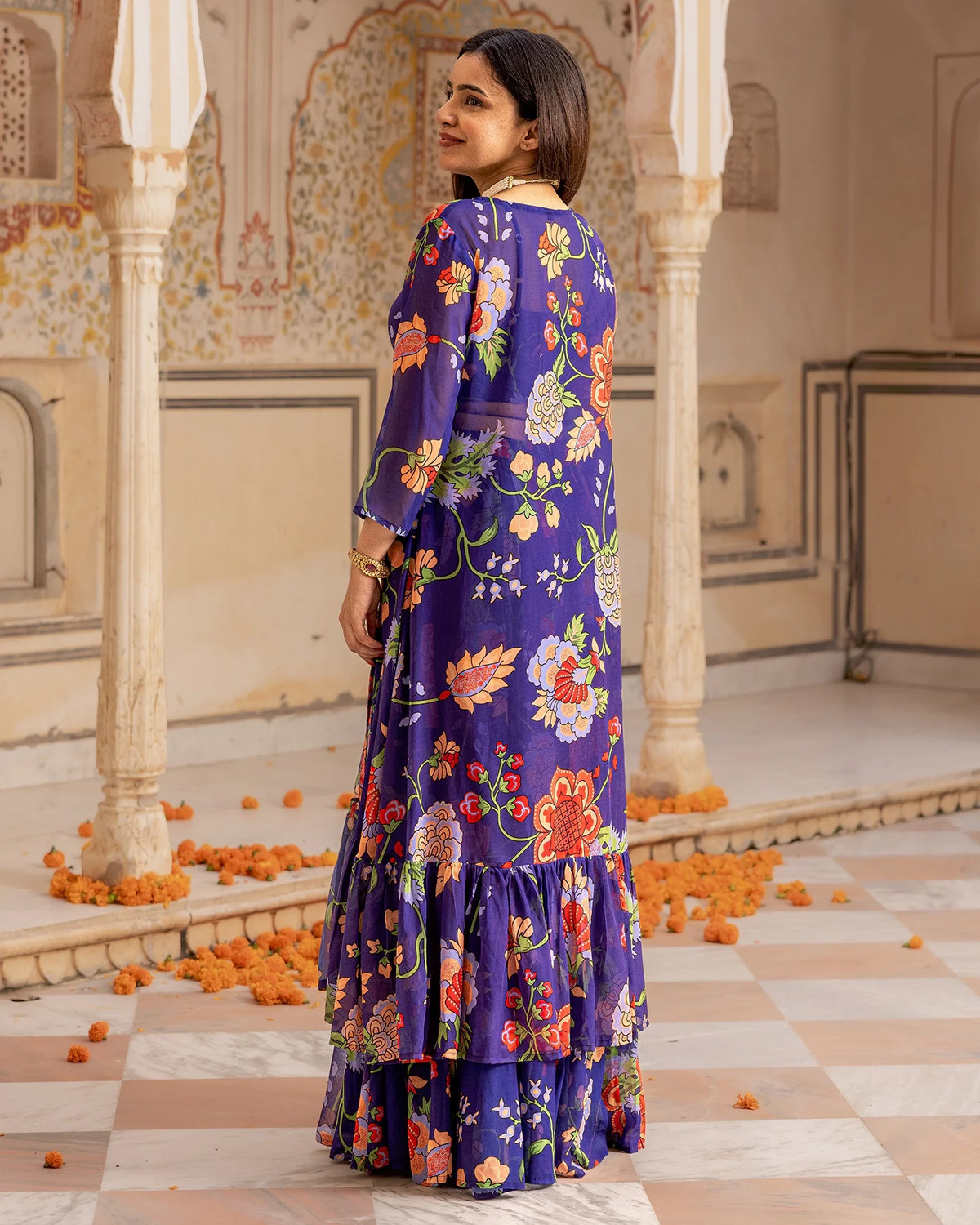 Image of Sixsigma Printed Semi Stitched Lehenga Choli (Purple)