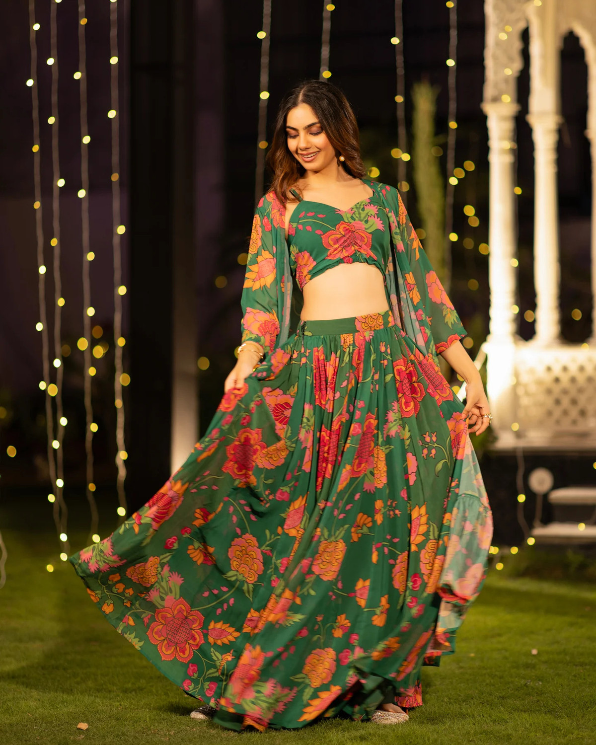 Image of Sixsigma Printed Semi Stitched Lehenga Choli (Purple)