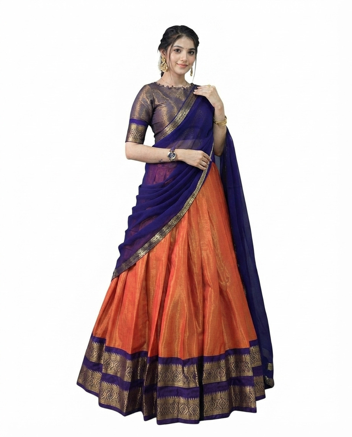 BRIHANNALA Multicolor Semi Stitched Lehenga Choli - Image 1