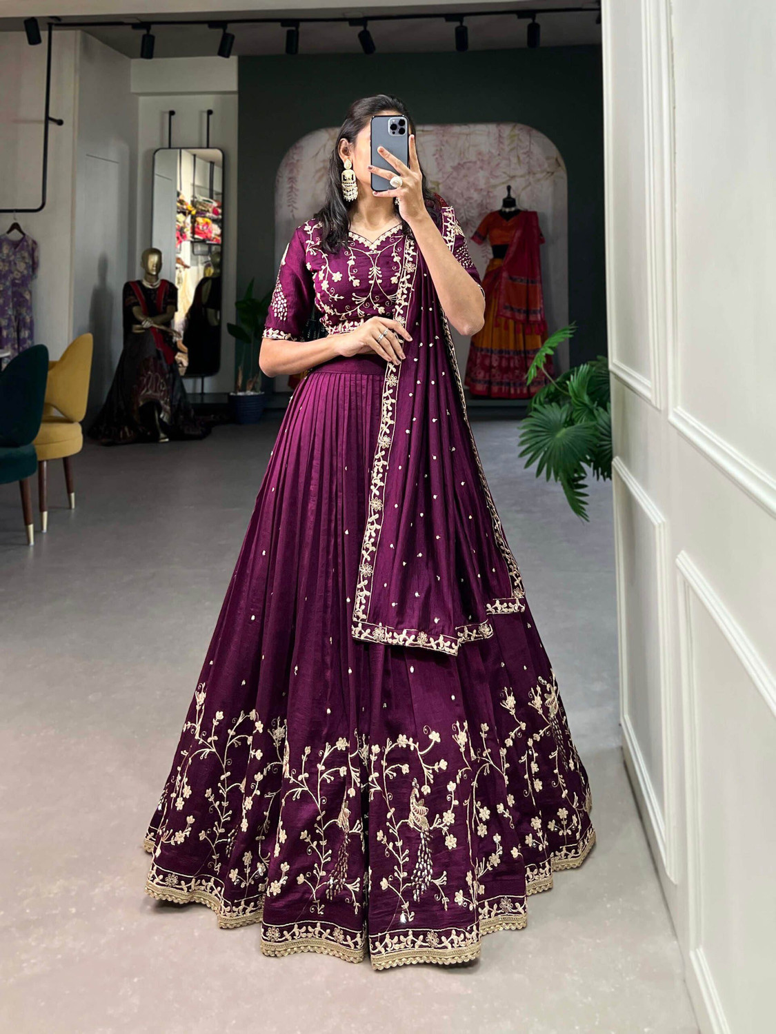 Image of Sixsigma Printed Semi Stitched Lehenga Choli (Purple)
