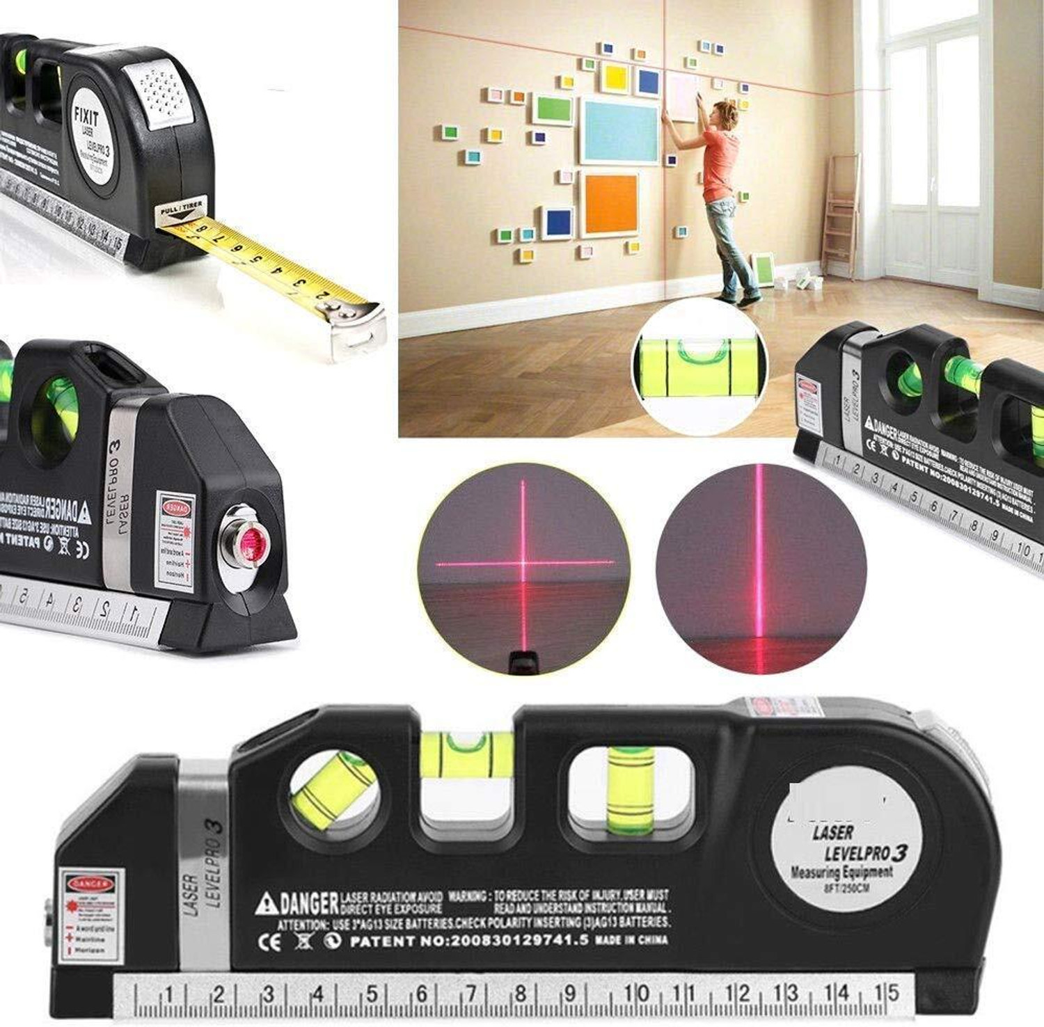 Image of MSNB INTERNATIONAL Laser Level Tool | Cross Line Laser for Accurate Home and Construction Projects Laser Level Tool | Standard Cross Line Laser Leveler | Accurate Measurements Non-magnetic Line Level (18.5 cm)