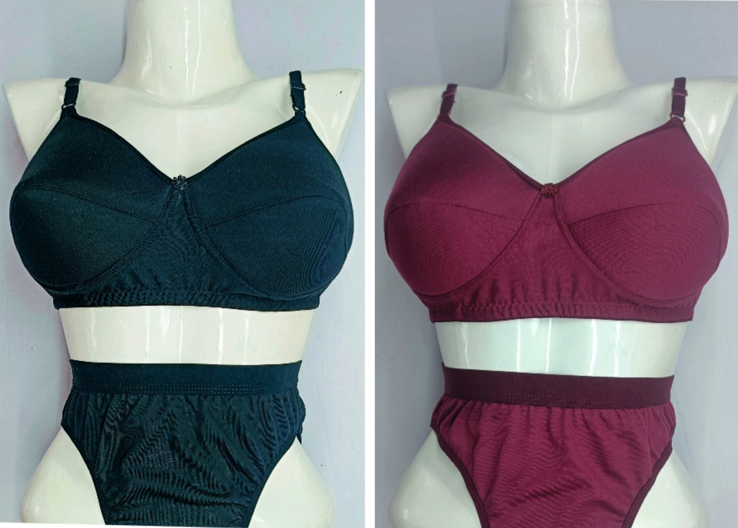 Image of Oumar Bibi Bra & Panty Set Solid Multicolor Lingerie Set