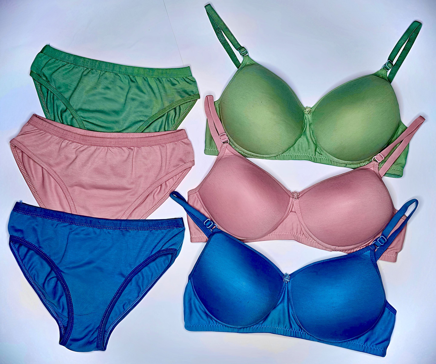 Image of Oumar Bibi Bra & Panty Set Solid Multicolor Lingerie Set