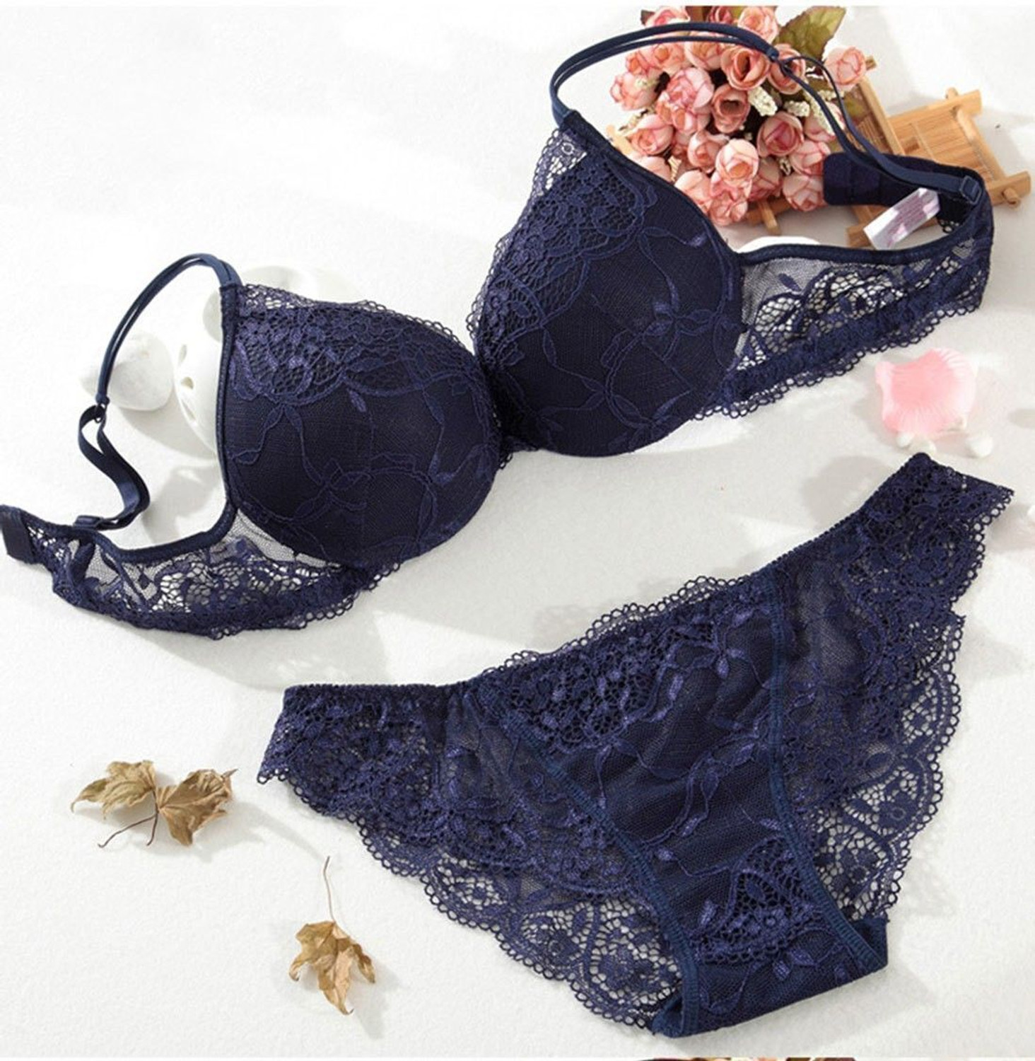 Image of DealSeven fashion Bra & Panty Set Solid Pink Lingerie Set