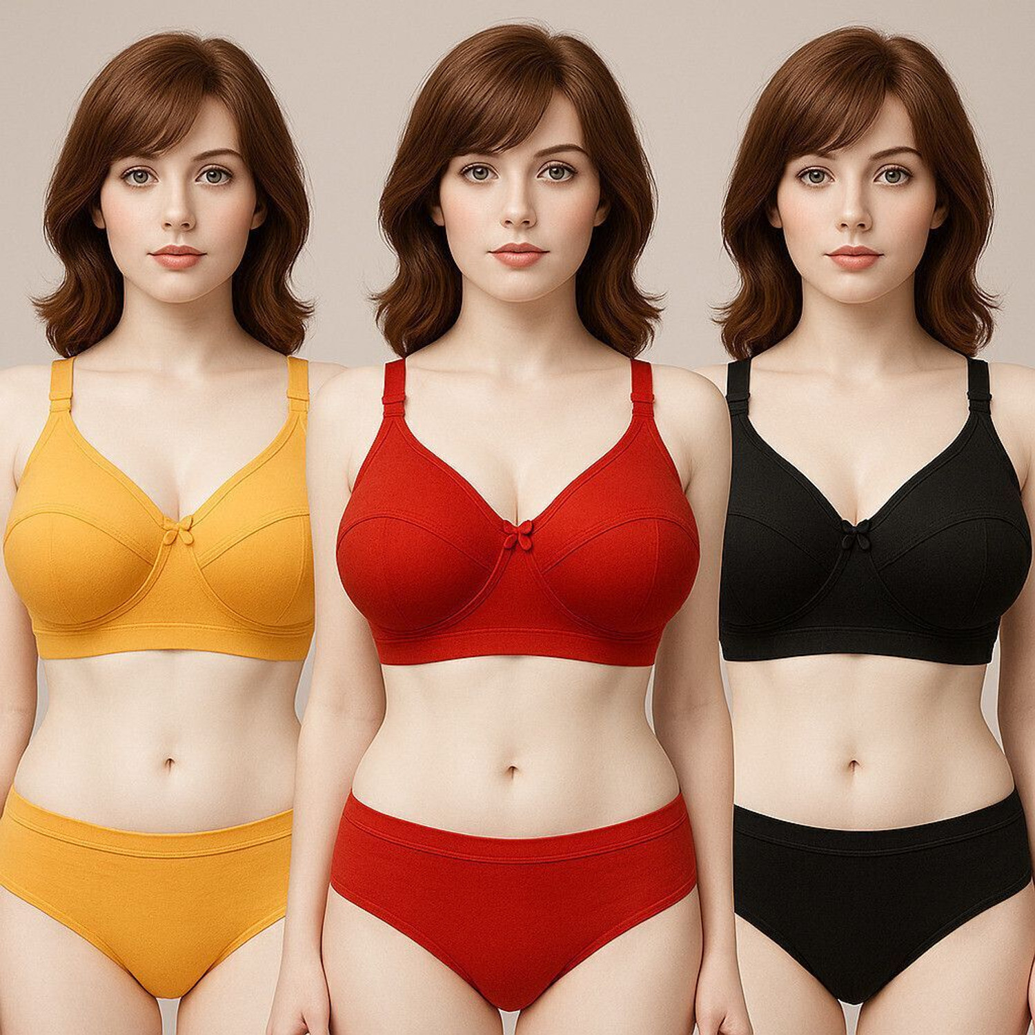 V AND P ENTERPRISE Solid Red, Black, Gold Lingerie Set - Image 1