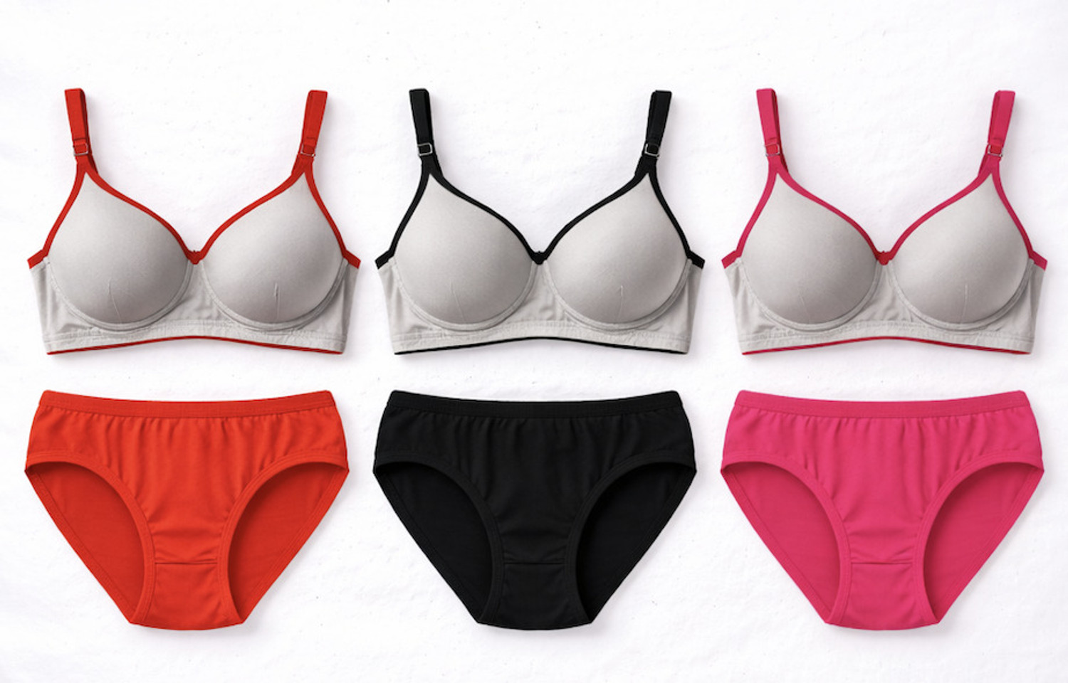 Image of Oumar Bibi Bra & Panty Set Solid Multicolor Lingerie Set