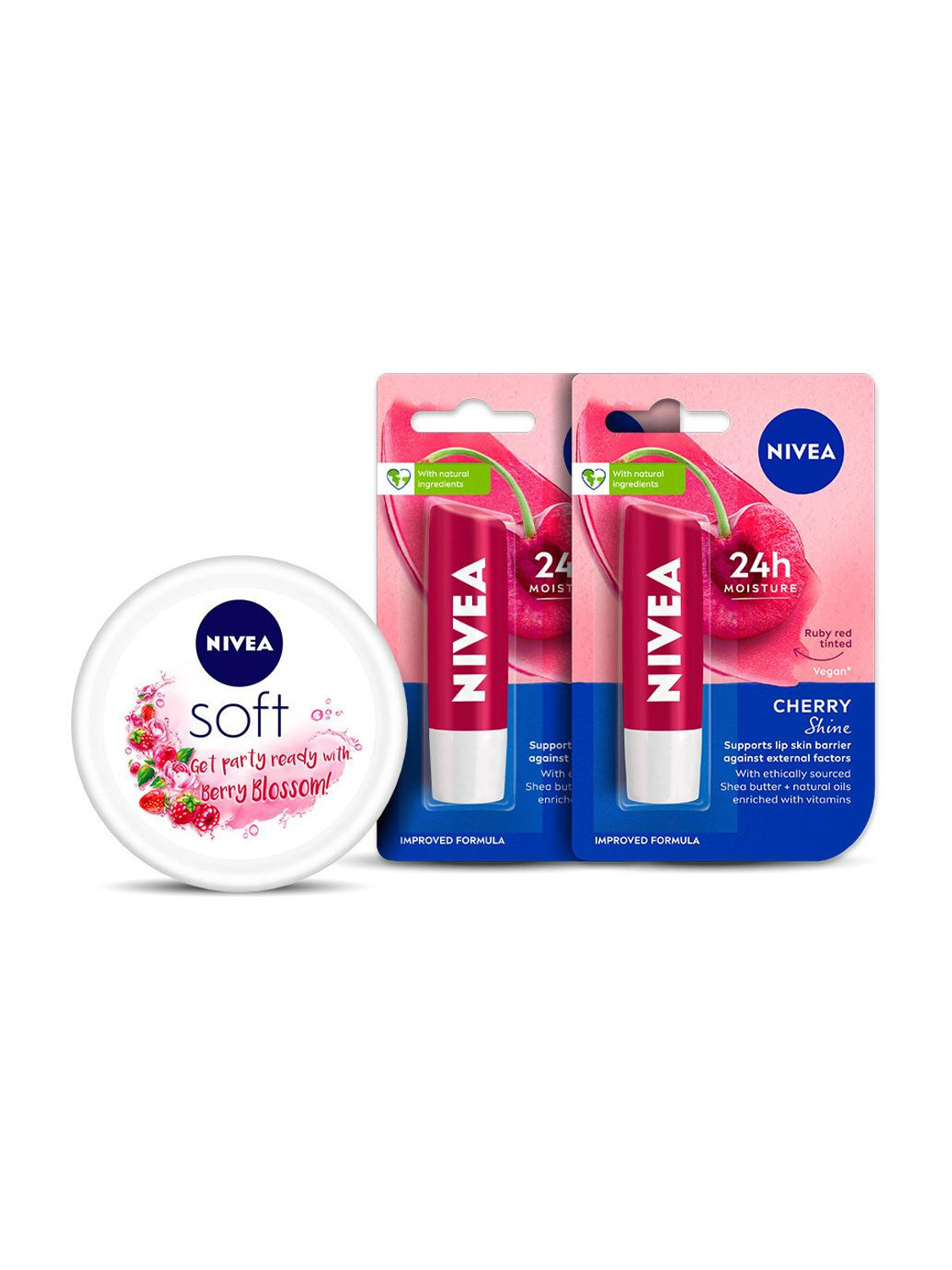 NIVEA Cherry Fruity Shine Lipbalm + Soft Light Moisturizing Cream Berry Blossom Cherry/Berry - Price in India, Buy NIVEA Cherry Fruity Shine Lipbalm + Soft Light Moisturizing Cream Berry Blossom Cherry/Berry Online In India, Reviews, Ratings & Features | Flipkart.com