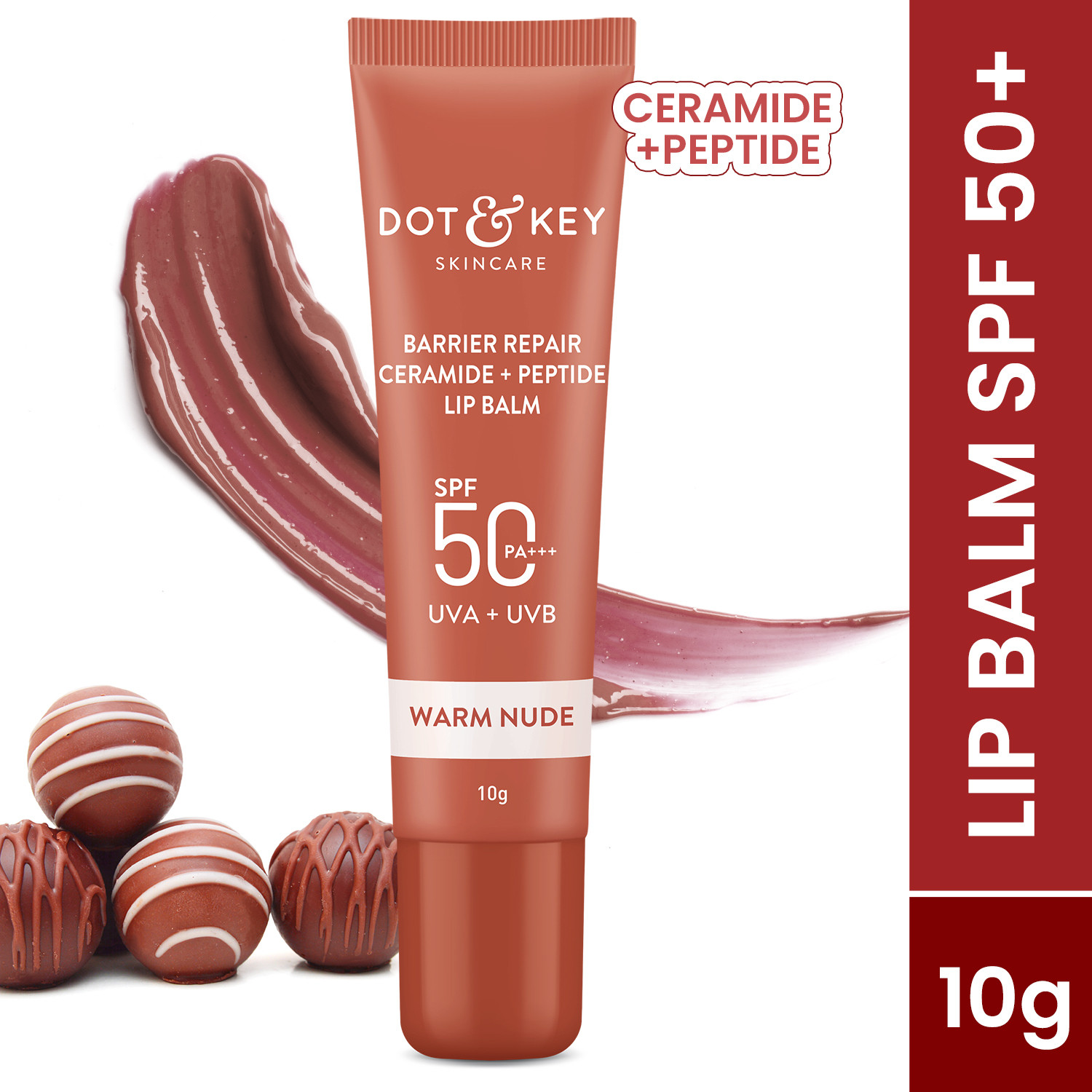 Dot & Key Ceramide & Peptide Barrier Repair Lip Balm SPF Warm Nude - Image 1