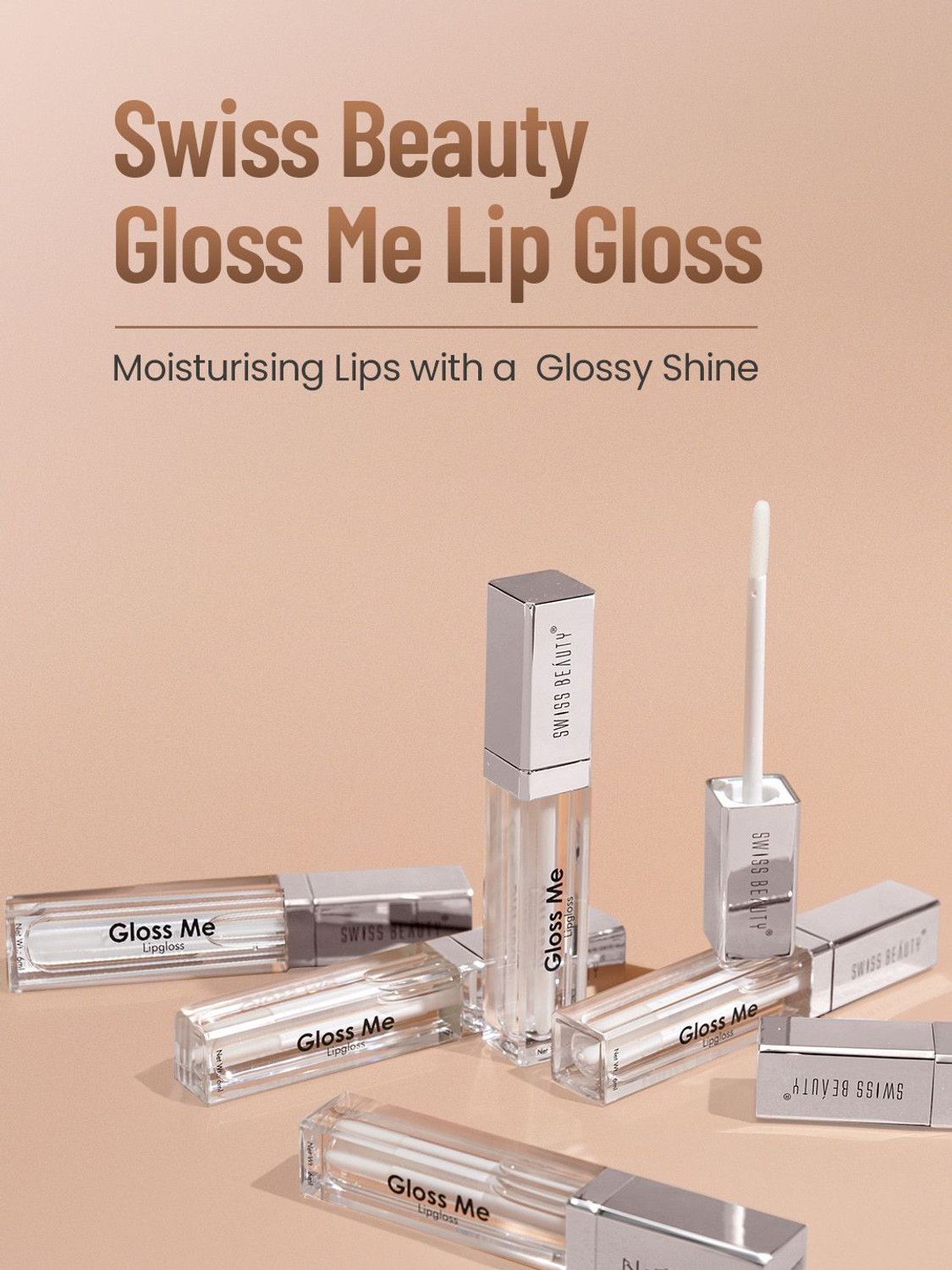 Image of SWISS BEAUTY Metallic Gloss Me Lip Gloss Non Sticky and Hydrating (6 ml, White)