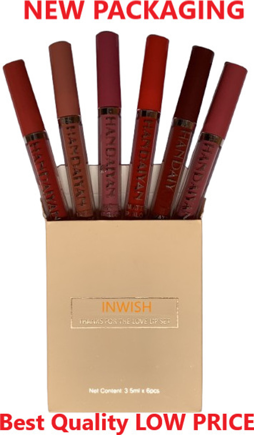 Image of INWISH Waterproof 72Hours stay matte liquid lipstick combo pack of 6 (brown shade, peach, rose baby pink, light colors, nude shades, coffee, red, maroon, 120 g)