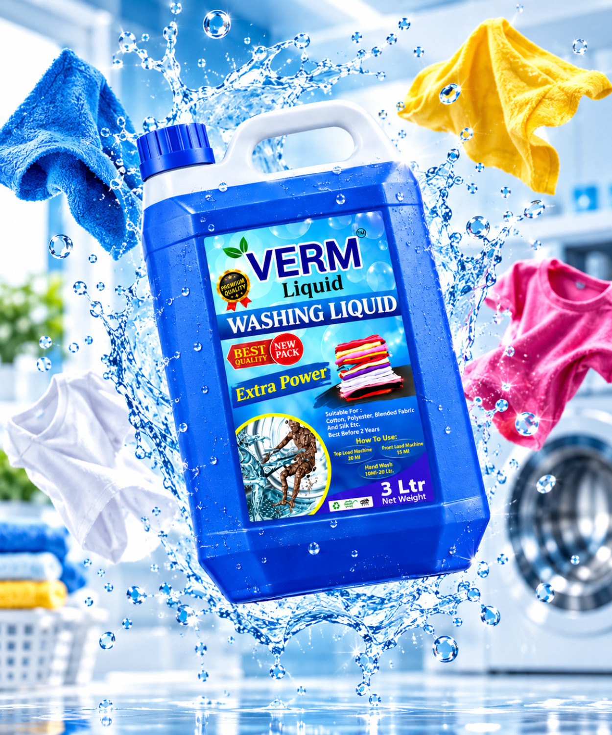 Image of vermliquids Extra Strong Fabric Wash Lavender Liquid Detergent (3000 ml)