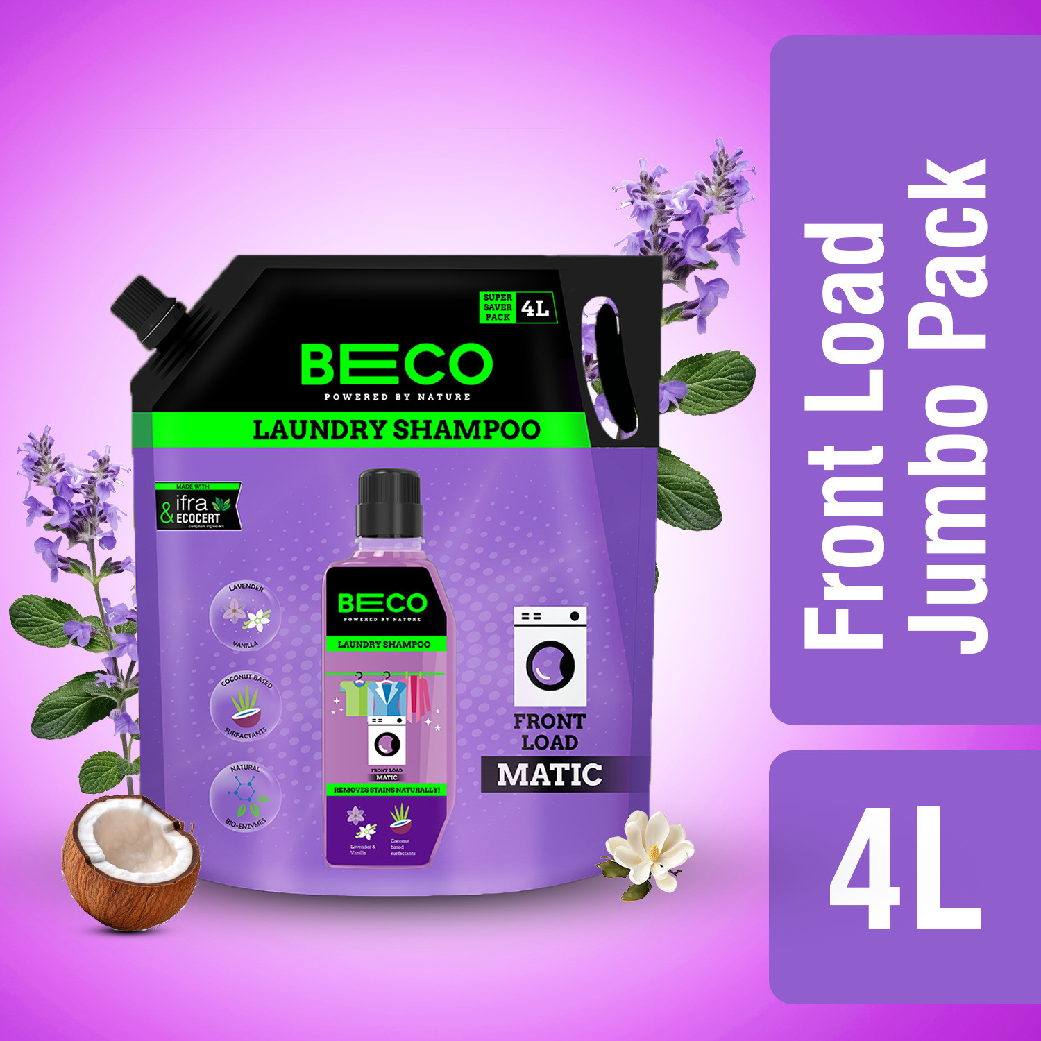 Image of Nariwash Lily & Lavender Liquid Detergent 10L | Fresh Fragrance | Machine & Hand Wash Multi-Fragrance Liquid Detergent (2 x 5 L)