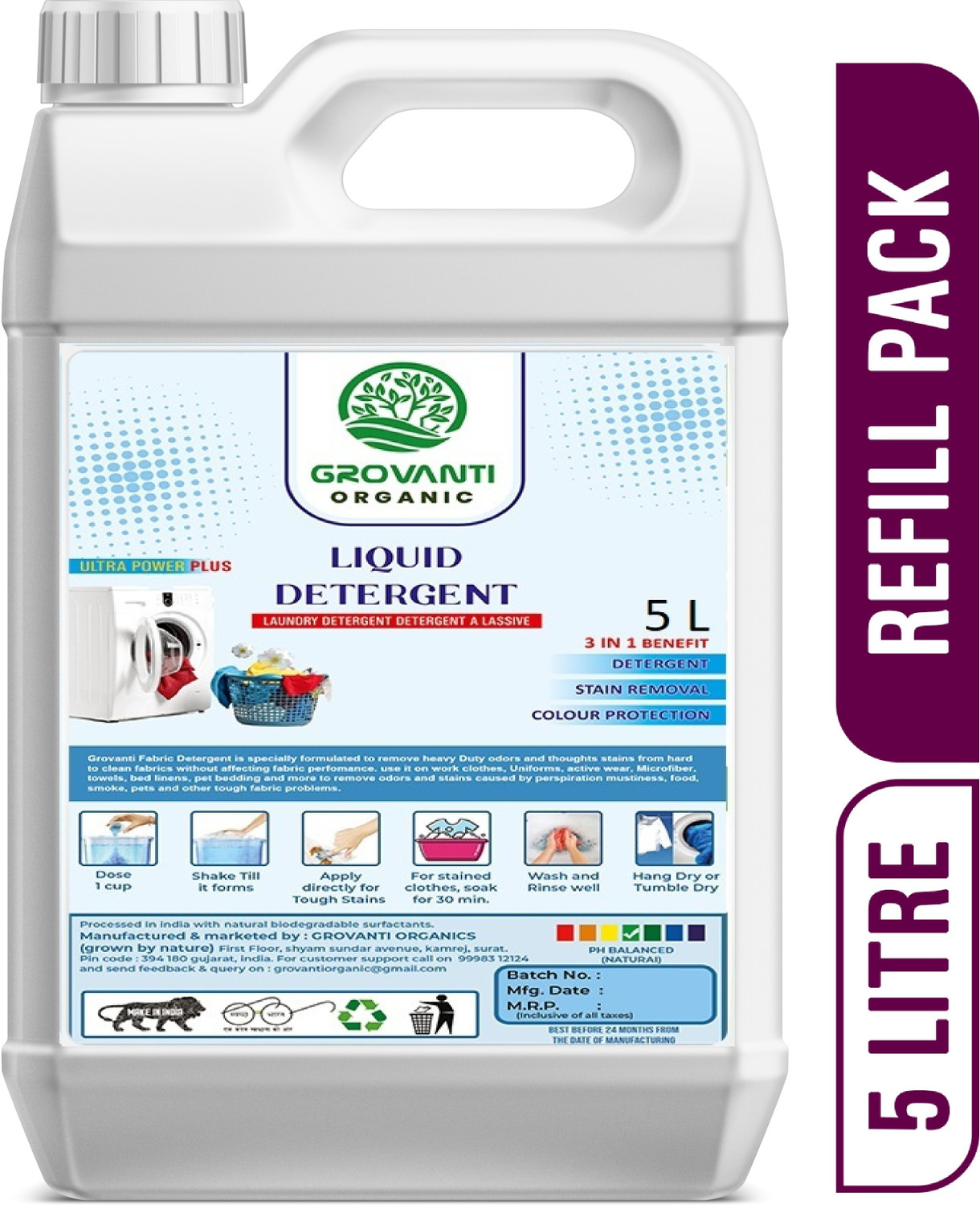 Image of Shatras Laundry Liquid Detergent For Top-Load And Front Load Machine - Lily+Lavender Lavender Liquid Detergent (2 x 5 L)